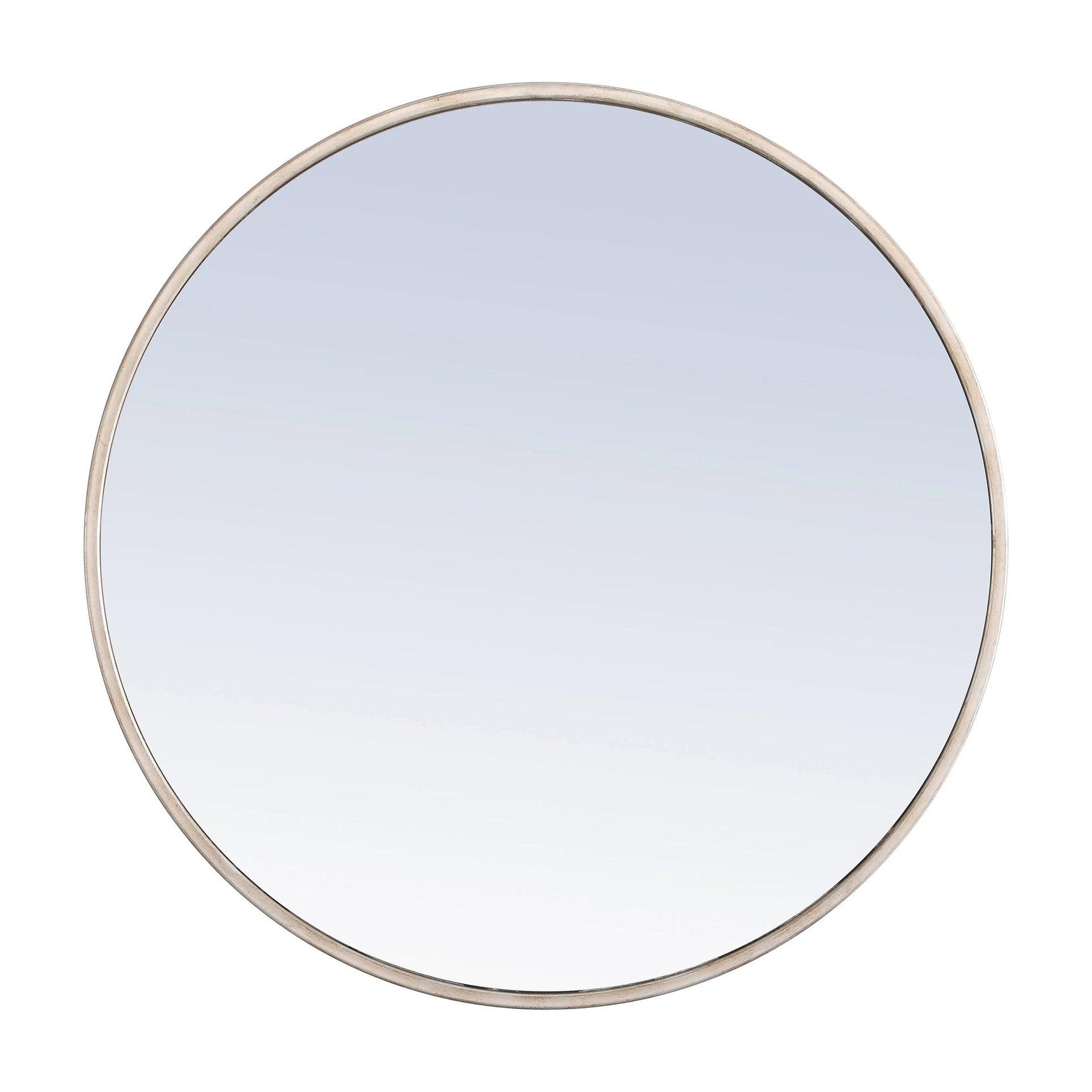 Elegant Lighting Metal frame Round Mirror 42 inch Silver finish