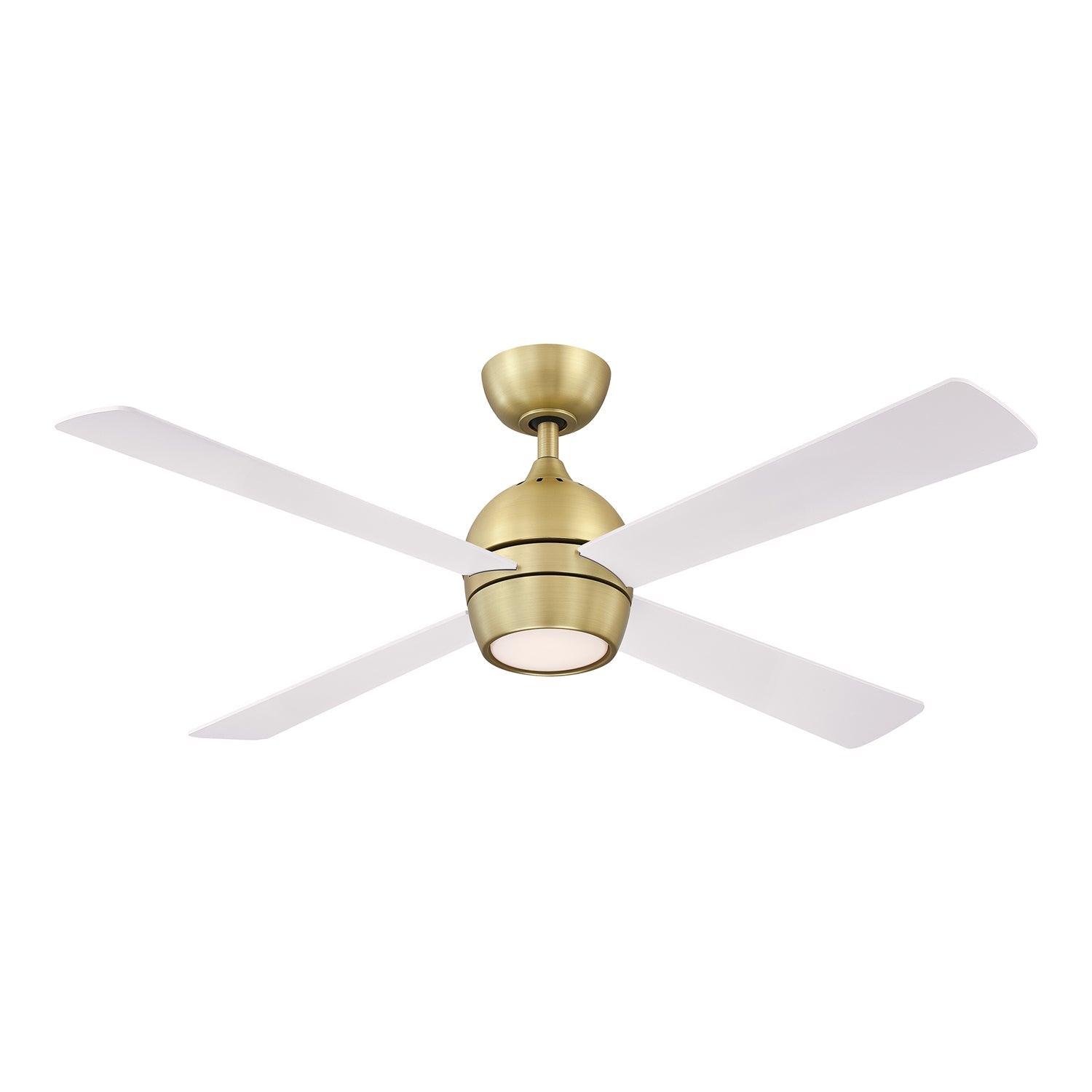 Indi Ceiling Fan + Light - White/Brass / 52"