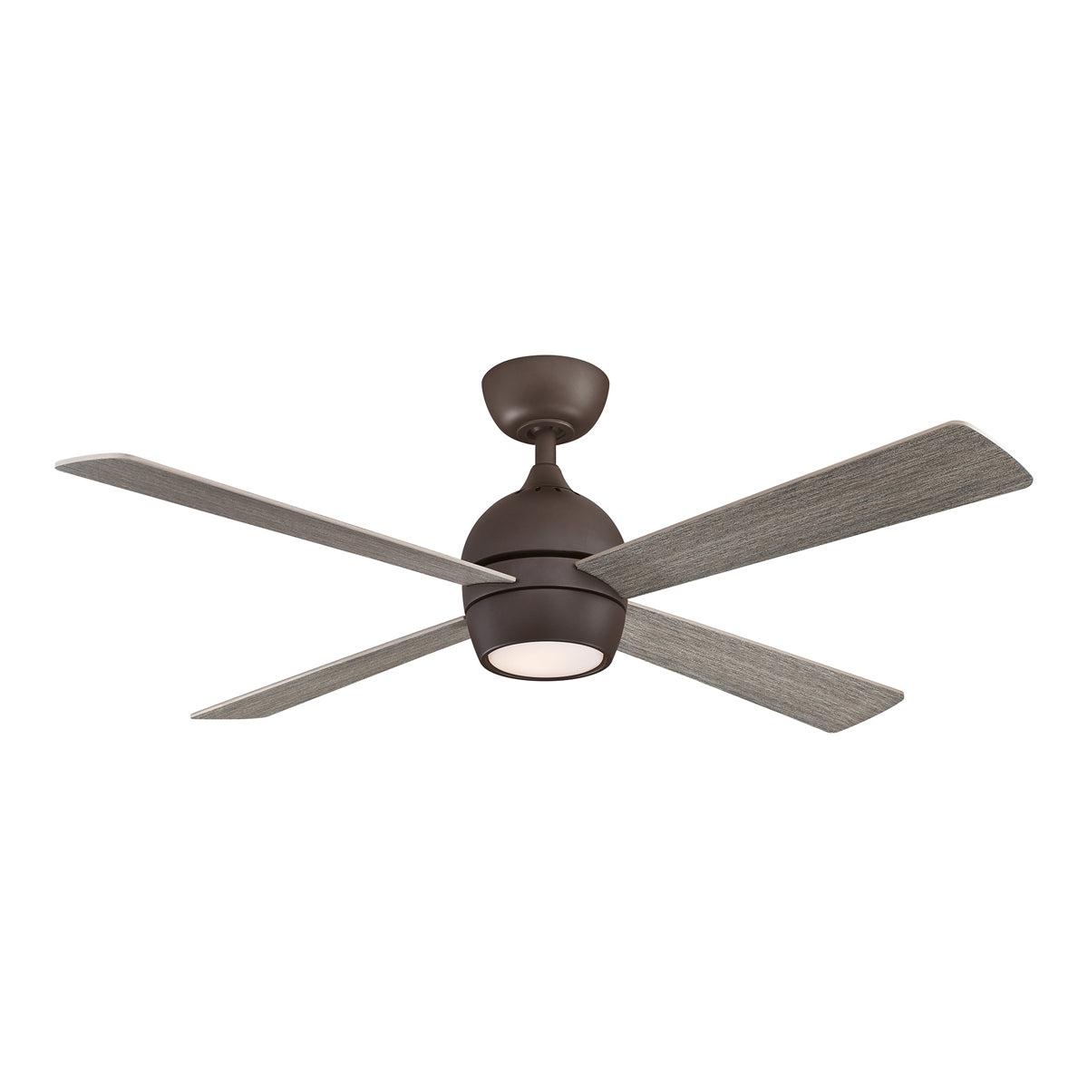 Fanimation Kwad 52 Matte Greige Ceiling Fan with Reversible Blades & LED Light Kit