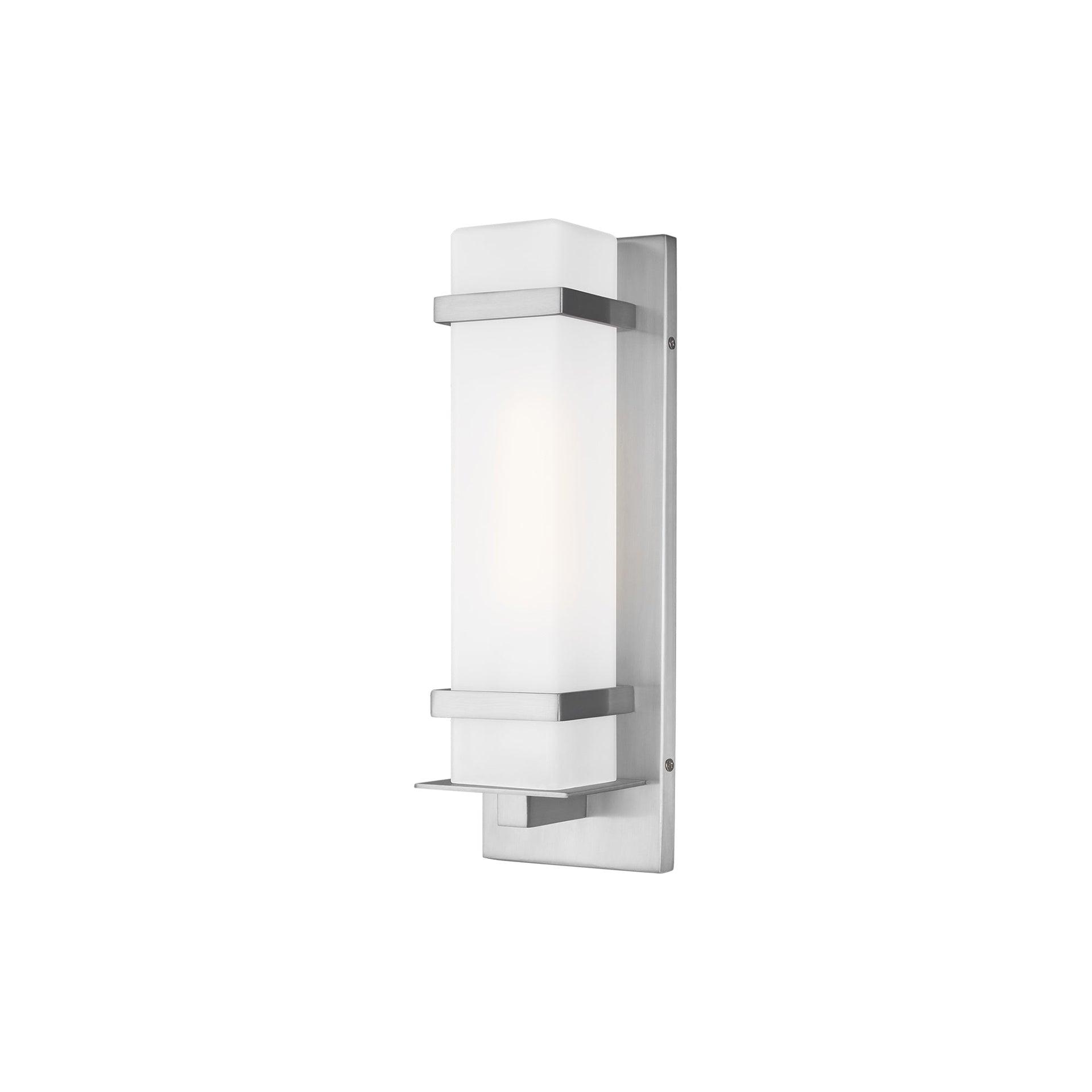 Alban 1-Light Satin Aluminum Outdoor Wall Lantern Sconce with LED Bulb