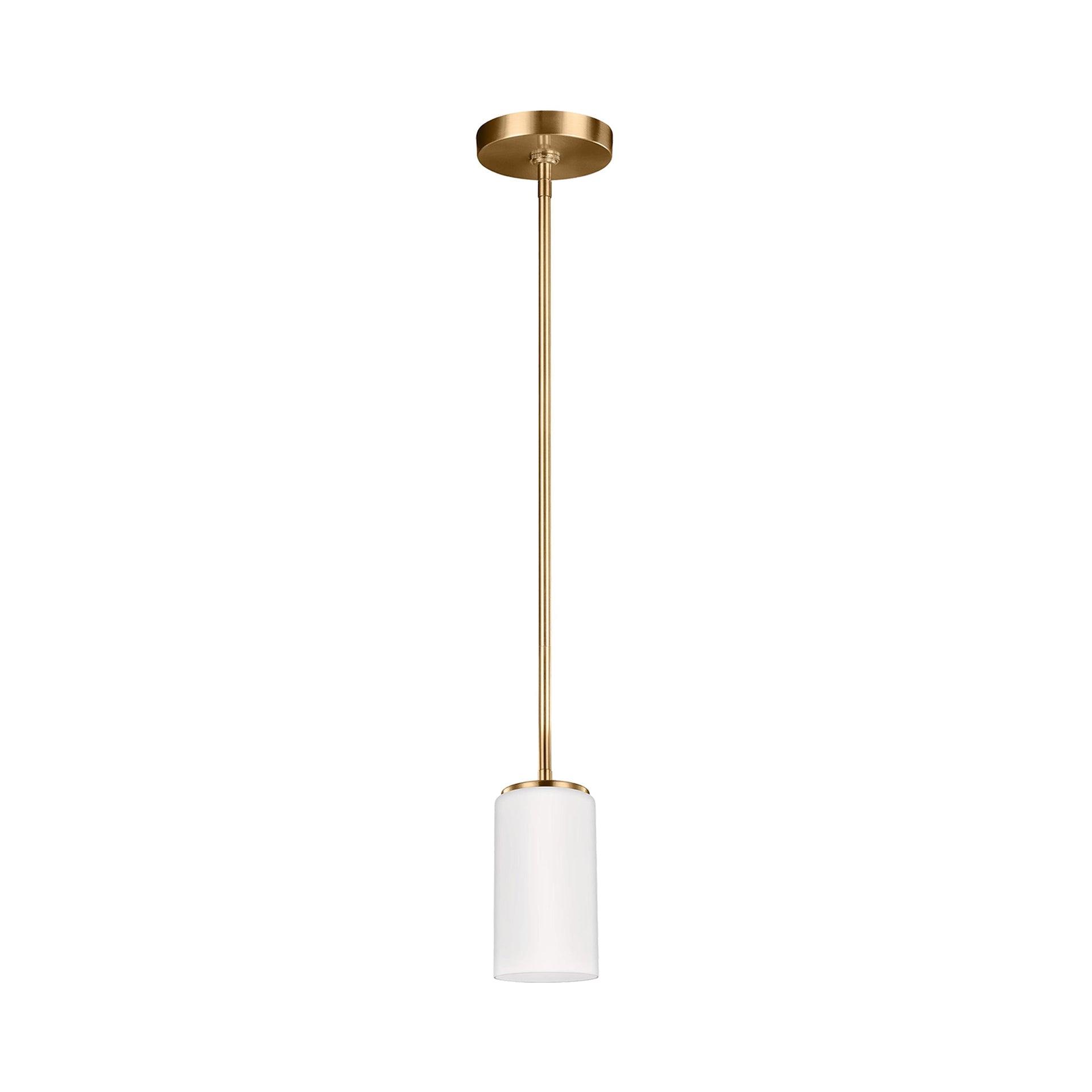 Alturas Mini-Pendant in Satin Brass with Etched Glass Shade