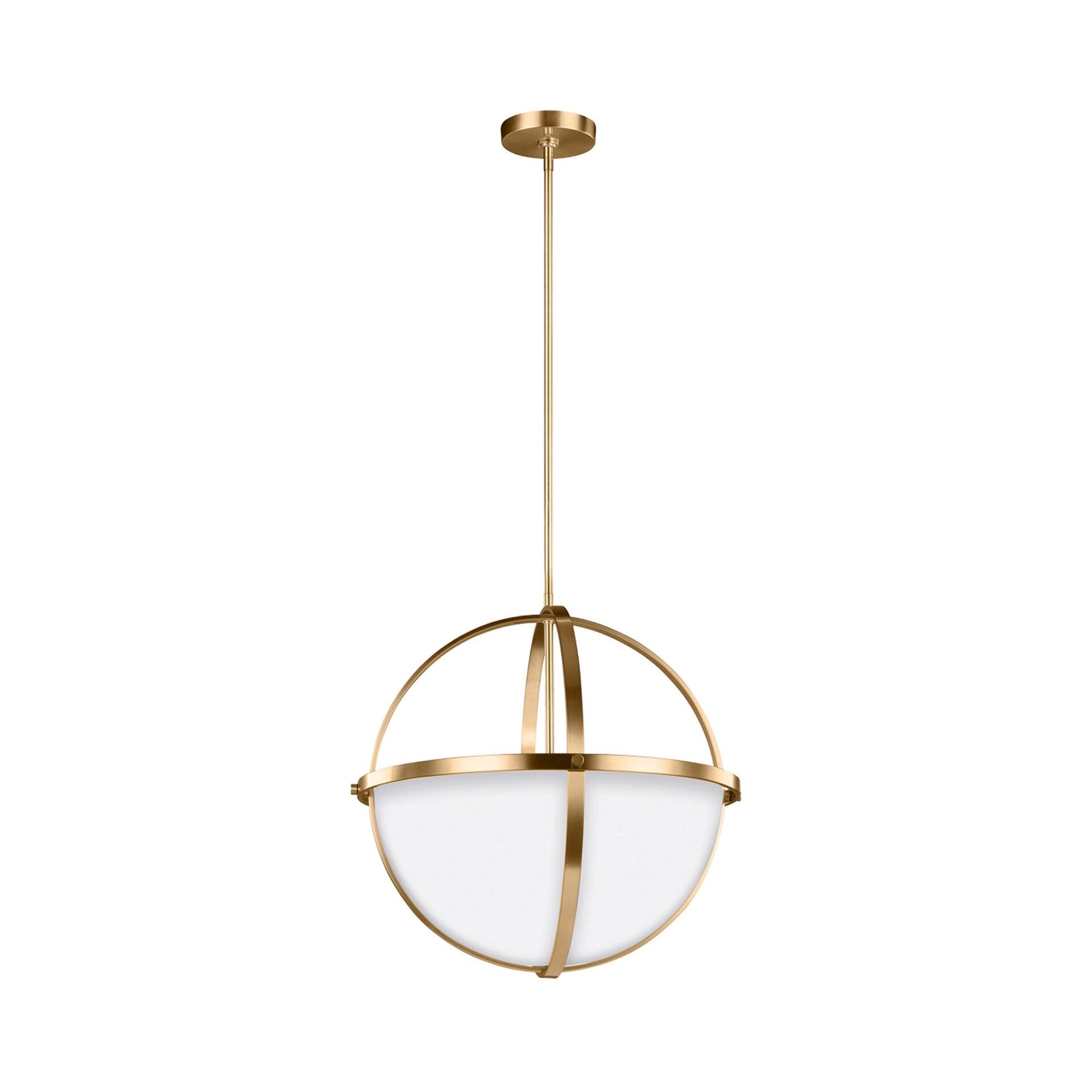 Alturas 3-Light Satin Brass Pendant with Etched White Glass