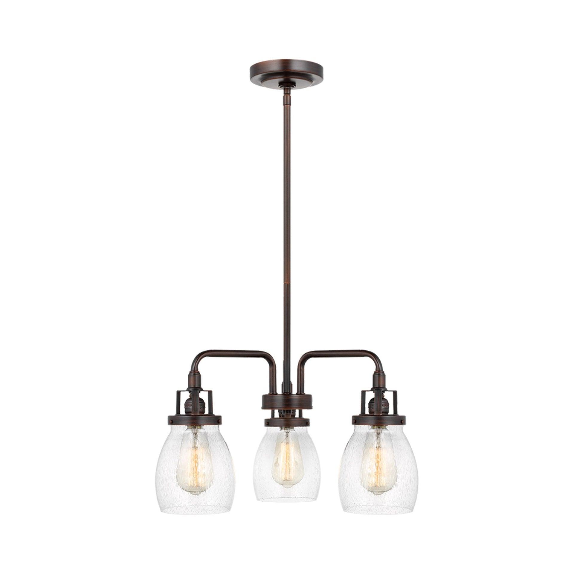 Belton 52'' Bronze 3-Light Chandelier with Clear Seeded Glass