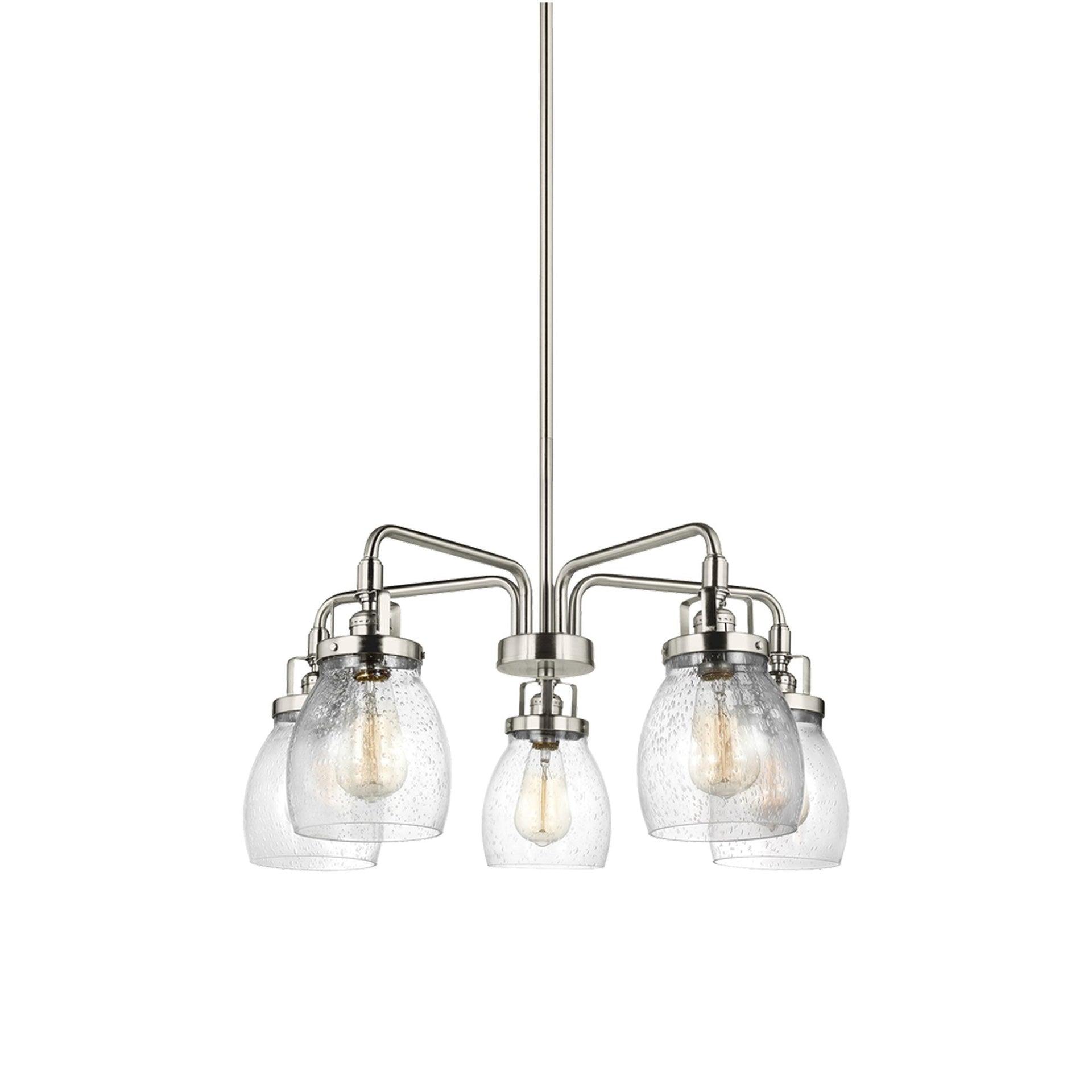 Brushed Nickel 5-Light Chandelier with Clear Seeded Glass Shades