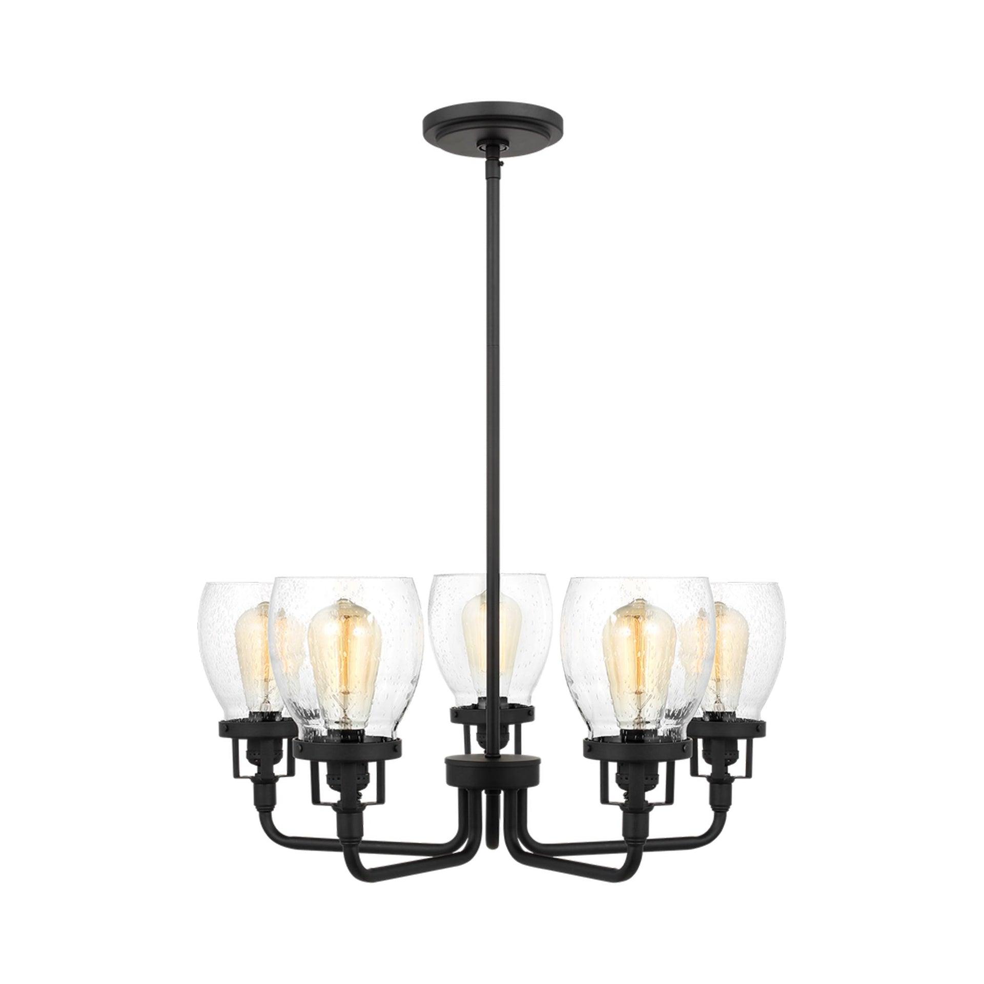 Midnight Black 5-Light Chandelier with Clear Seeded Glass