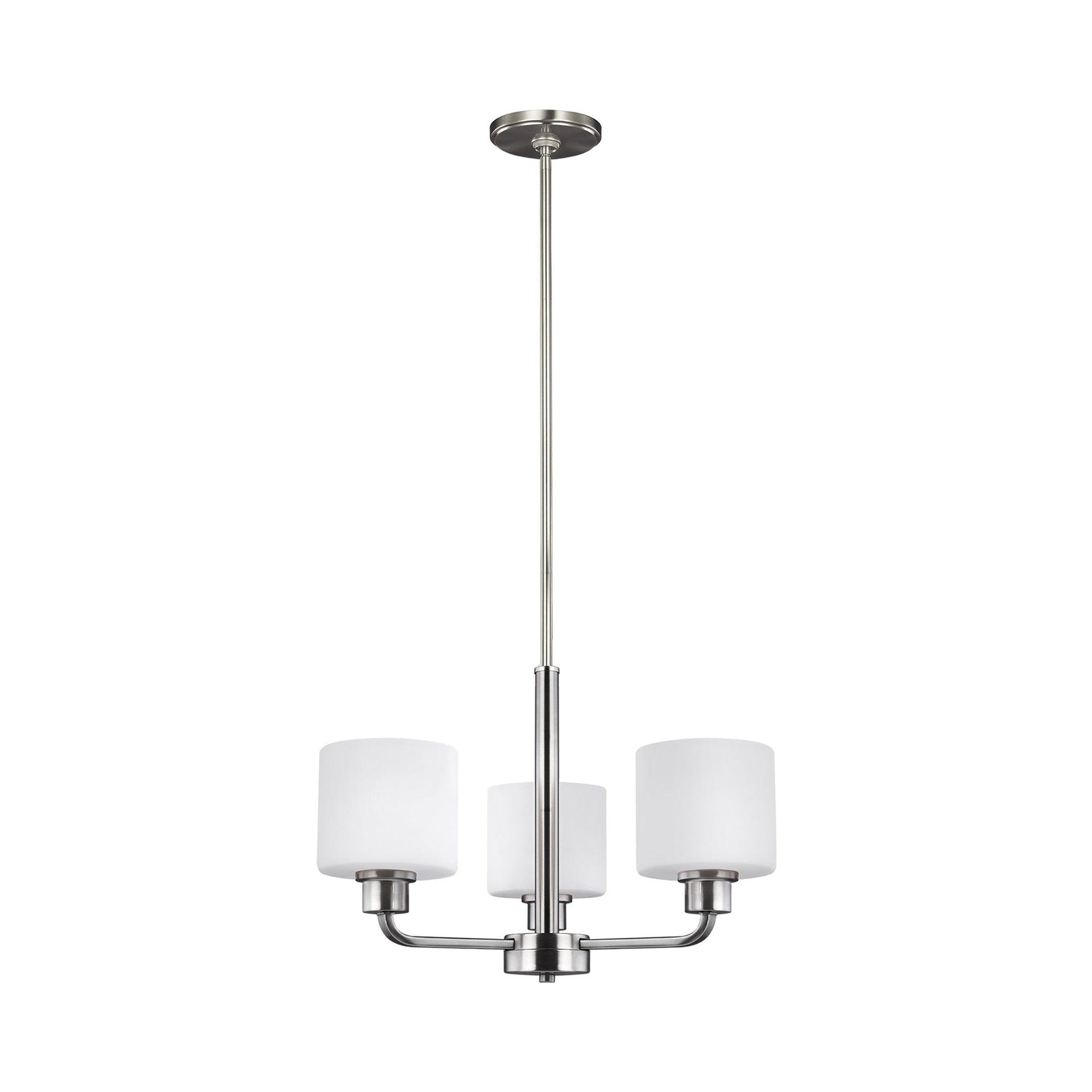 Generation Lighting Canfield 3 -Light Brushed Nickel Transitional For Use in Dining Rooms, Foyers, Kitchens, Chandelier