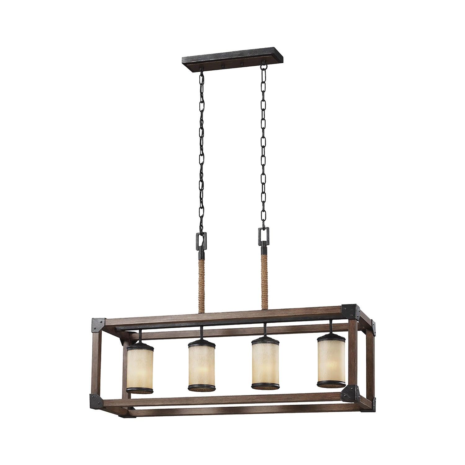 Stardust LED Four-Light Island Pendant with Creme Parchment Glass