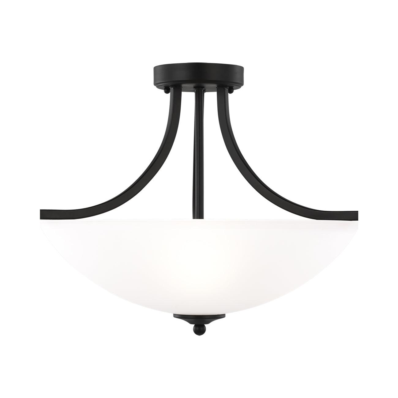 Generation Lighting 7716503-112 Geary Small Three - Light Semi-Flush Convertible Pendant Hanging Modern Fixture, Midnight Black