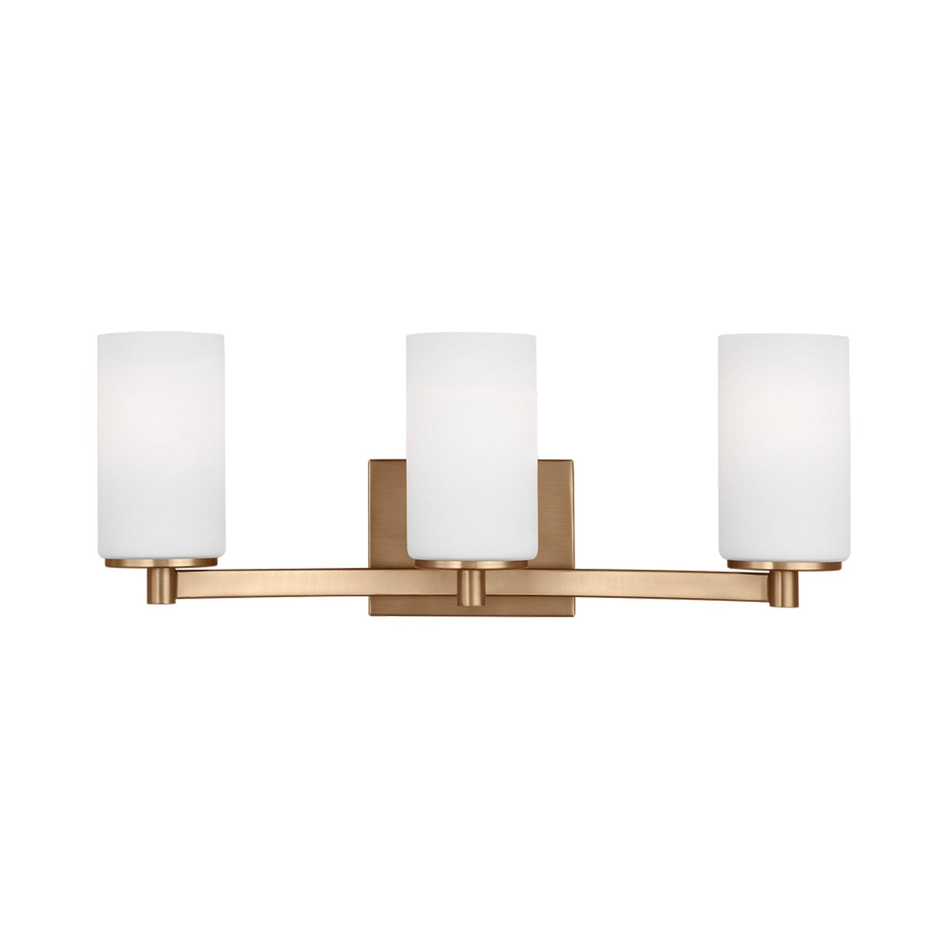 Satin Brass 3-Light Dimmable Bath Vanity Fixture