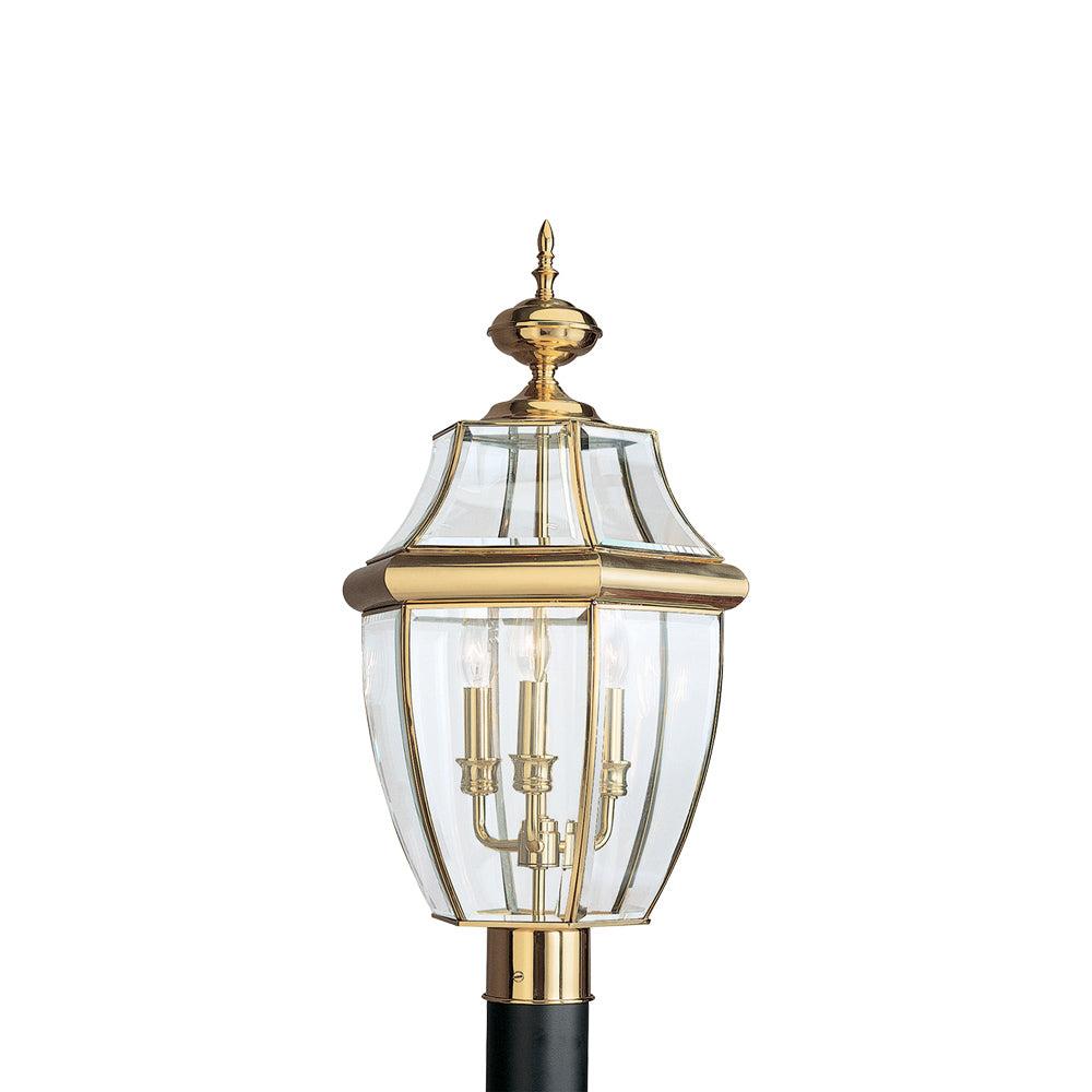 Lancaster 3-Light Outdoor Polished Brass Post Top