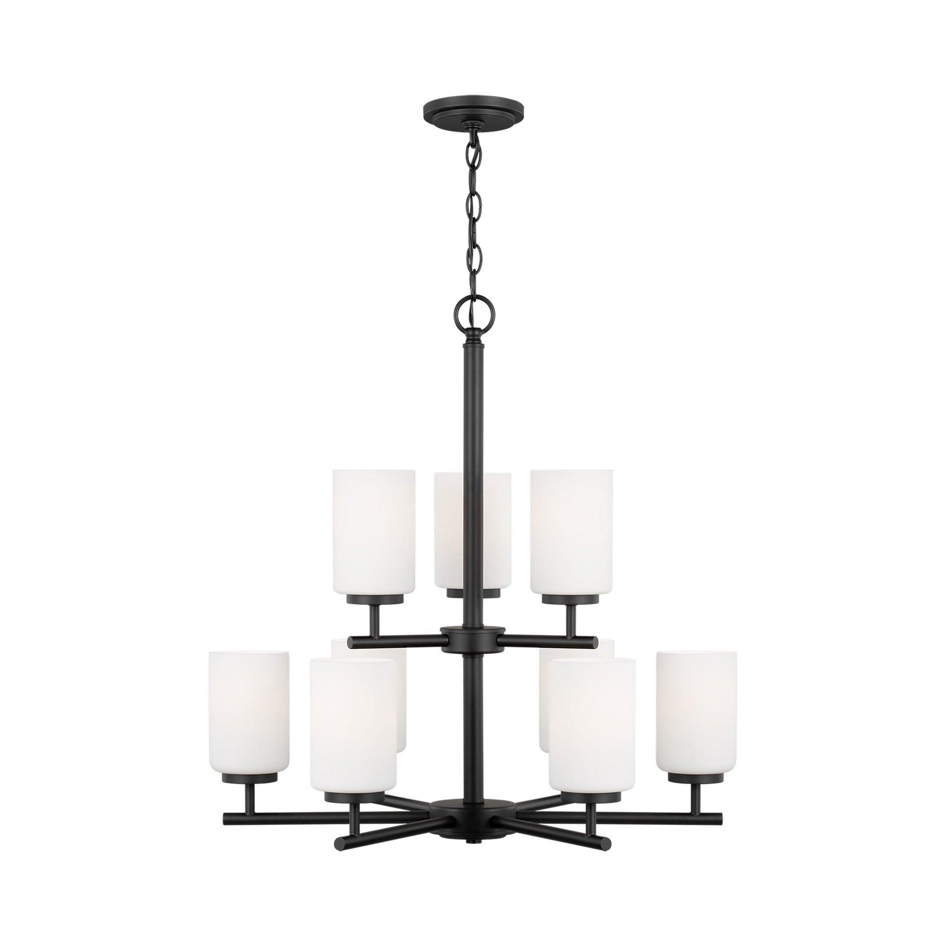 Oslo Midnight Black 9-Light LED Chandelier with Opal Etched Glass