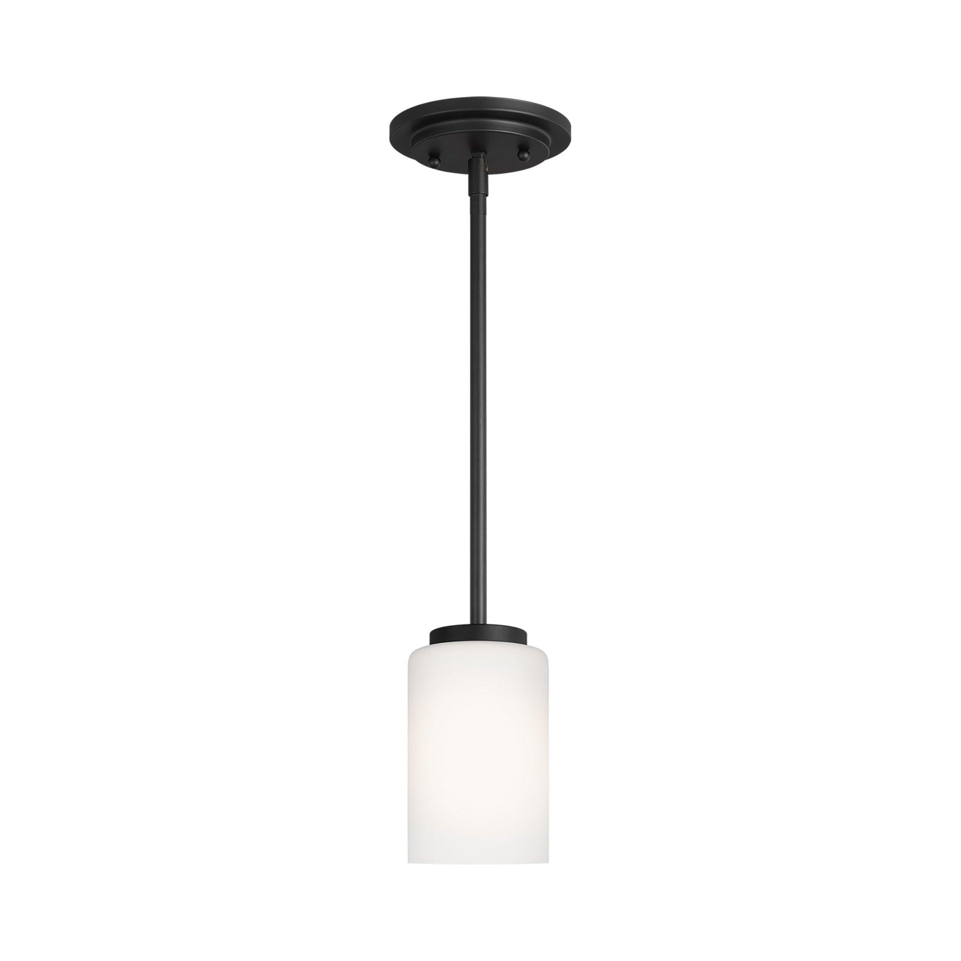 Oslo 4 in. 1-Light Midnight Matte Black Transitional Contemporary Mini Pendant with Dimmable LED Light Bulb