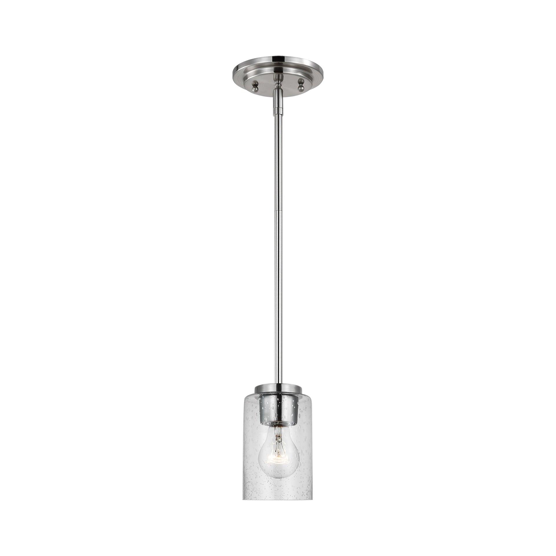 Oslo Brushed Nickel Mini Pendant with Clear Seeded Glass
