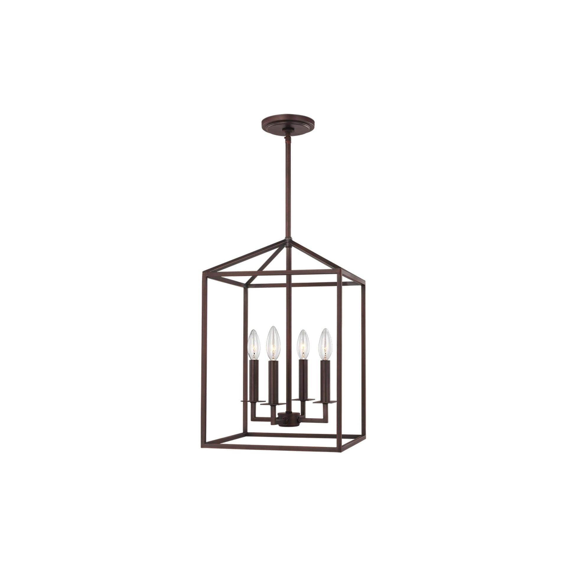 Generation Lighting Perryton 4 -Light Bronze Transitional Lantern Small Hanging Pendant light