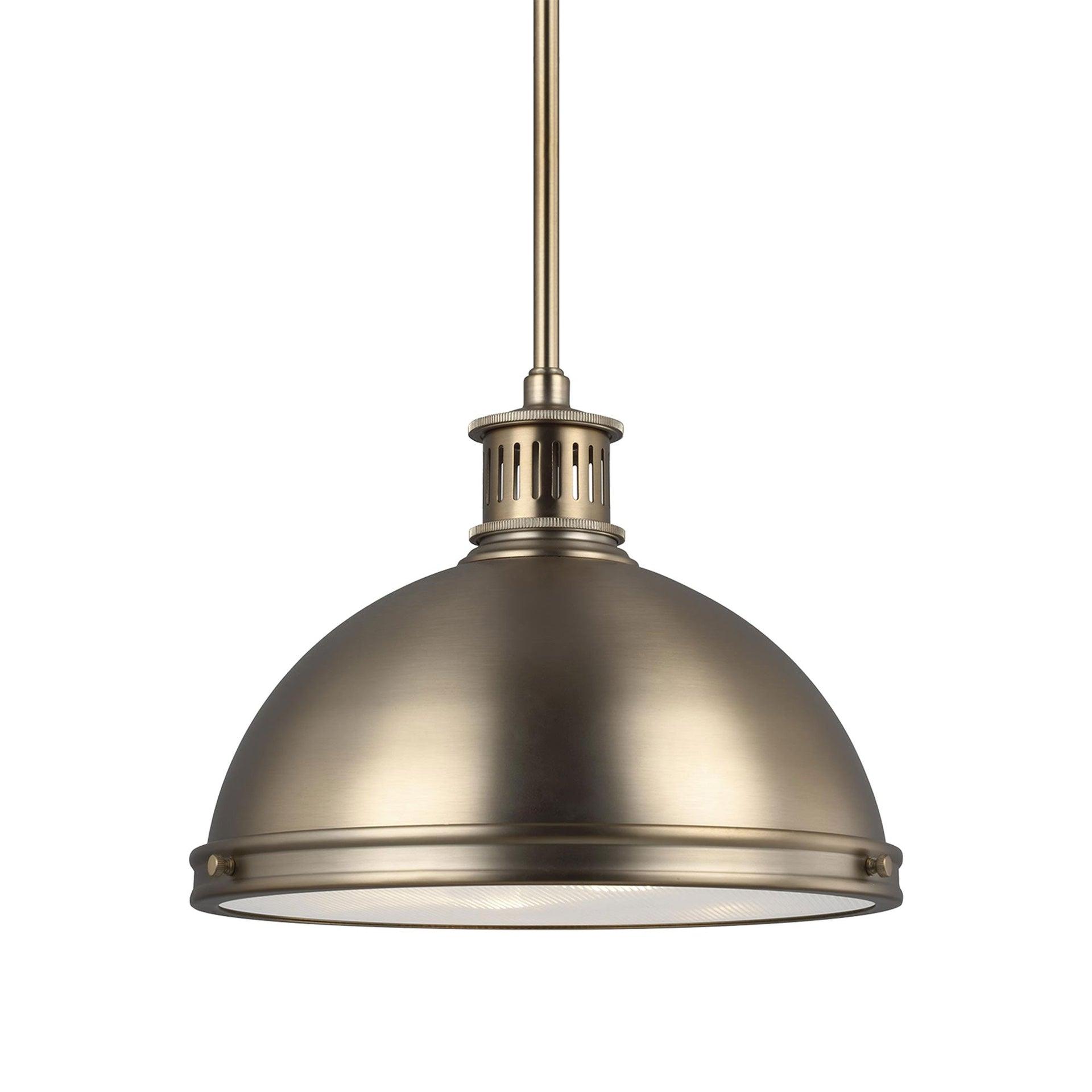 Eclaire 12.5" Satin Brass LED Pendant with Clear Textured Glass