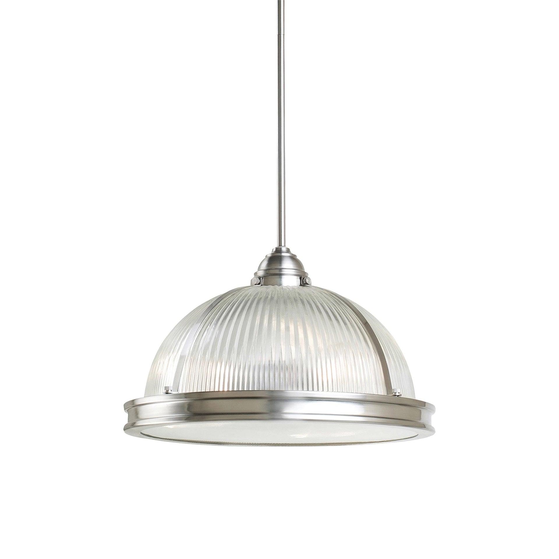 Brushed Nickel 3-Light Pendant with Clear Textured Glass Shade