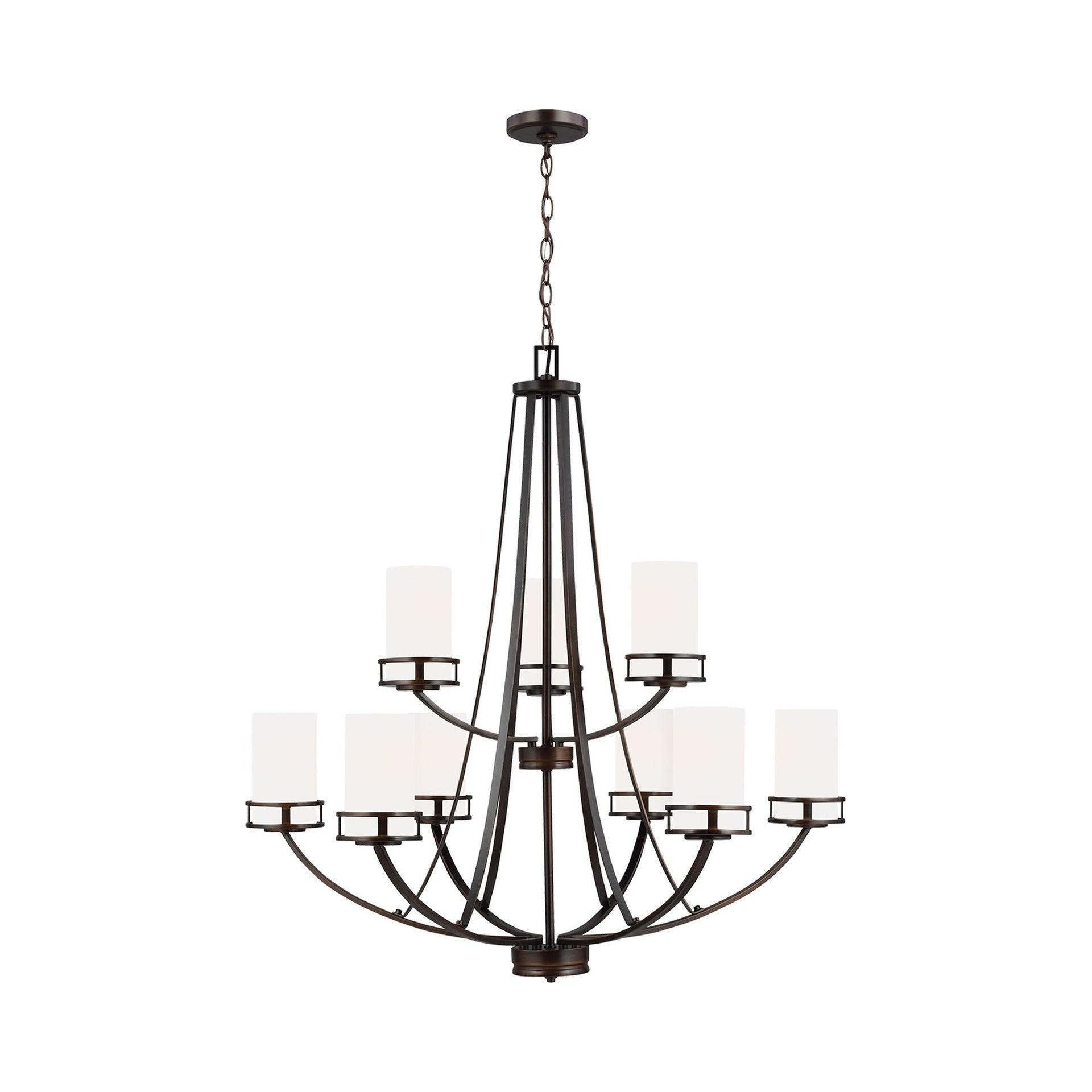 Robie Burnt Sienna 9-Light Incandescent Bronze Chandelier with Etched White Glass