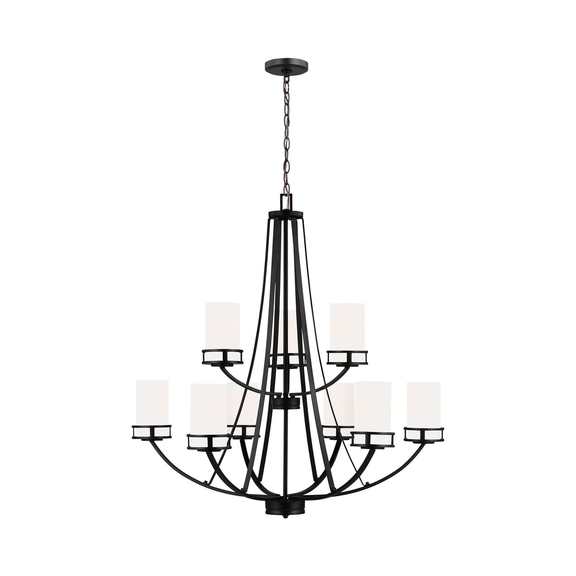 Robie Midnight Black 9-Light Etched Glass Chandelier