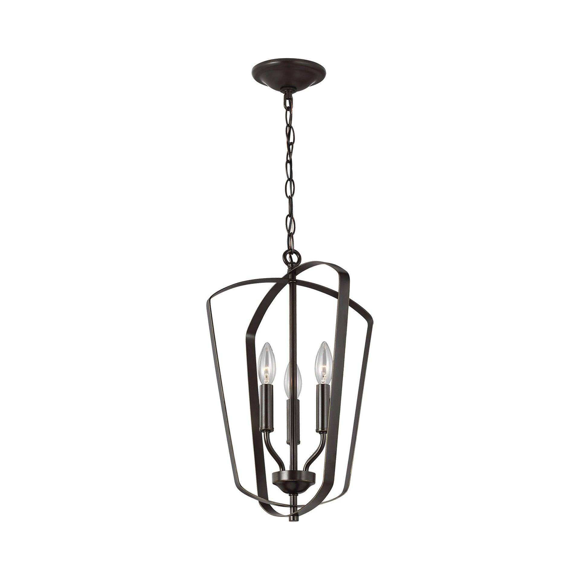 Romee Bronze 3-Light Classic Lantern Pendant with Glass Accents