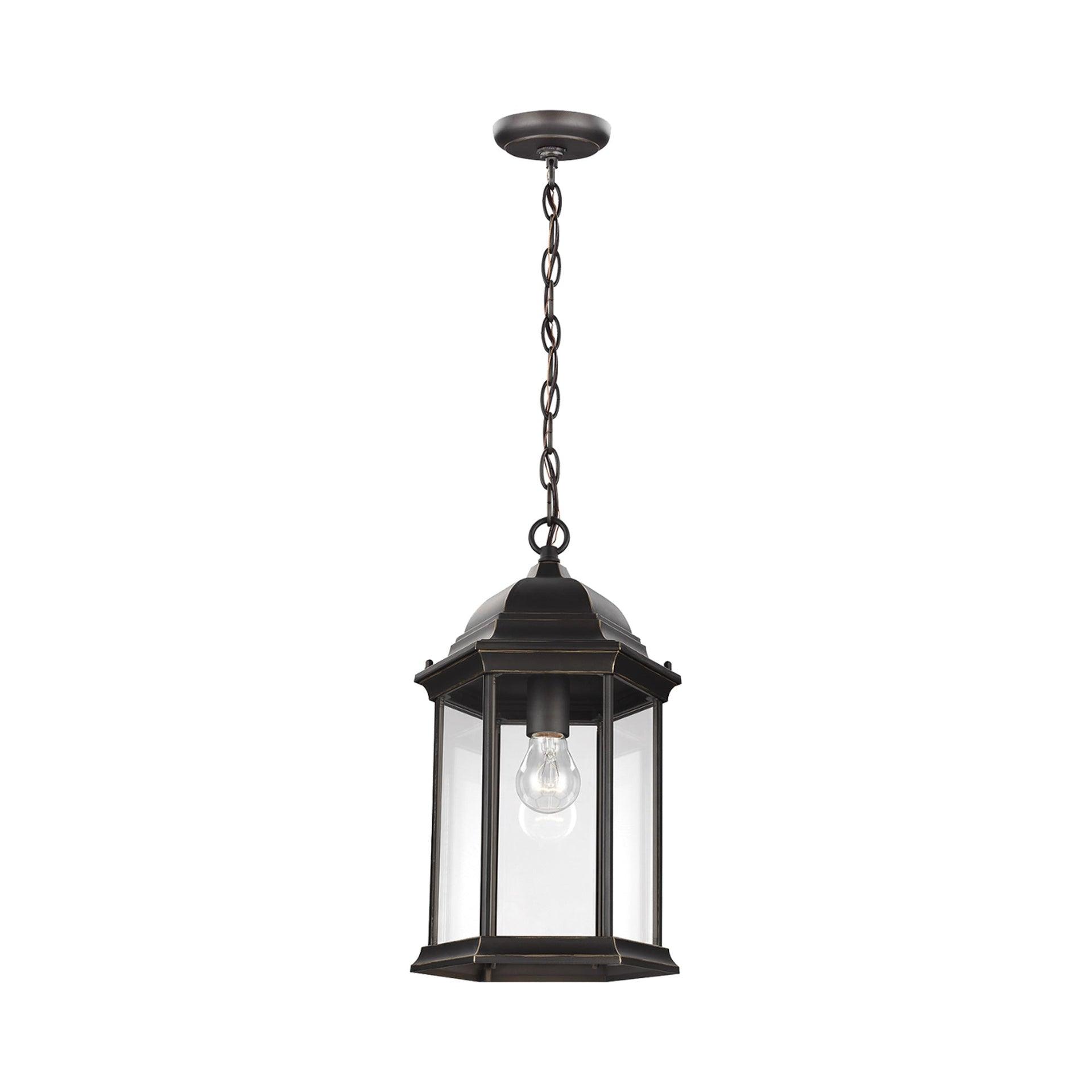 Antique Bronze Classic Lantern Outdoor Pendant with Clear Glass