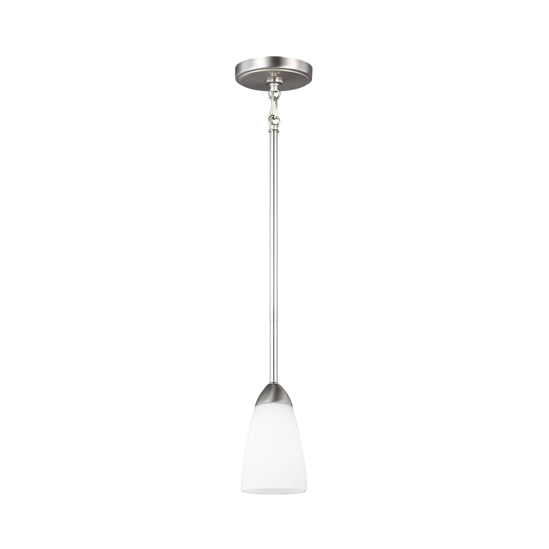 Seville Brushed Nickel 4" Mini Pendant with Etched White Glass