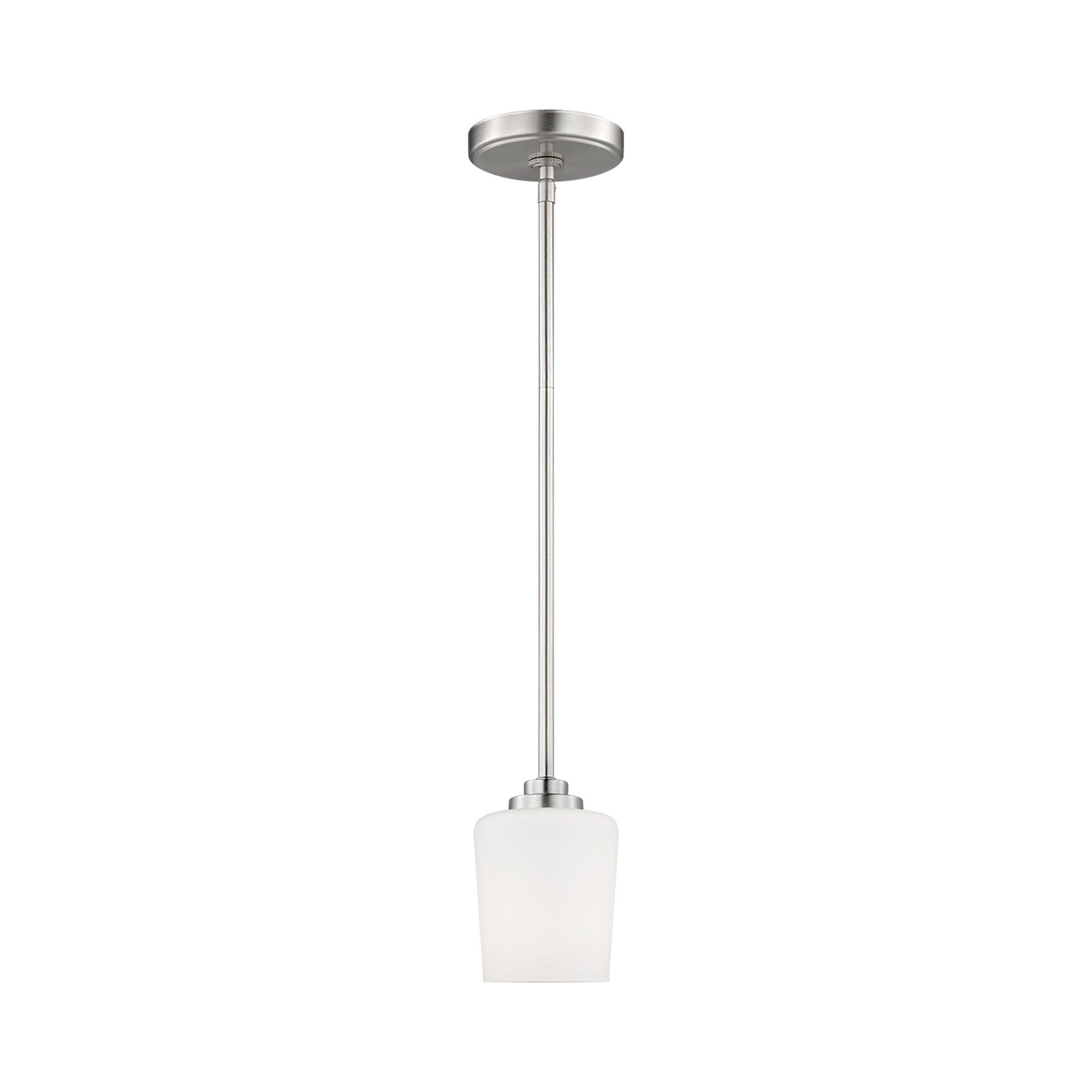 Windom Transitional Mini-Pendant in Brushed Nickel with Etched Opal Glass
