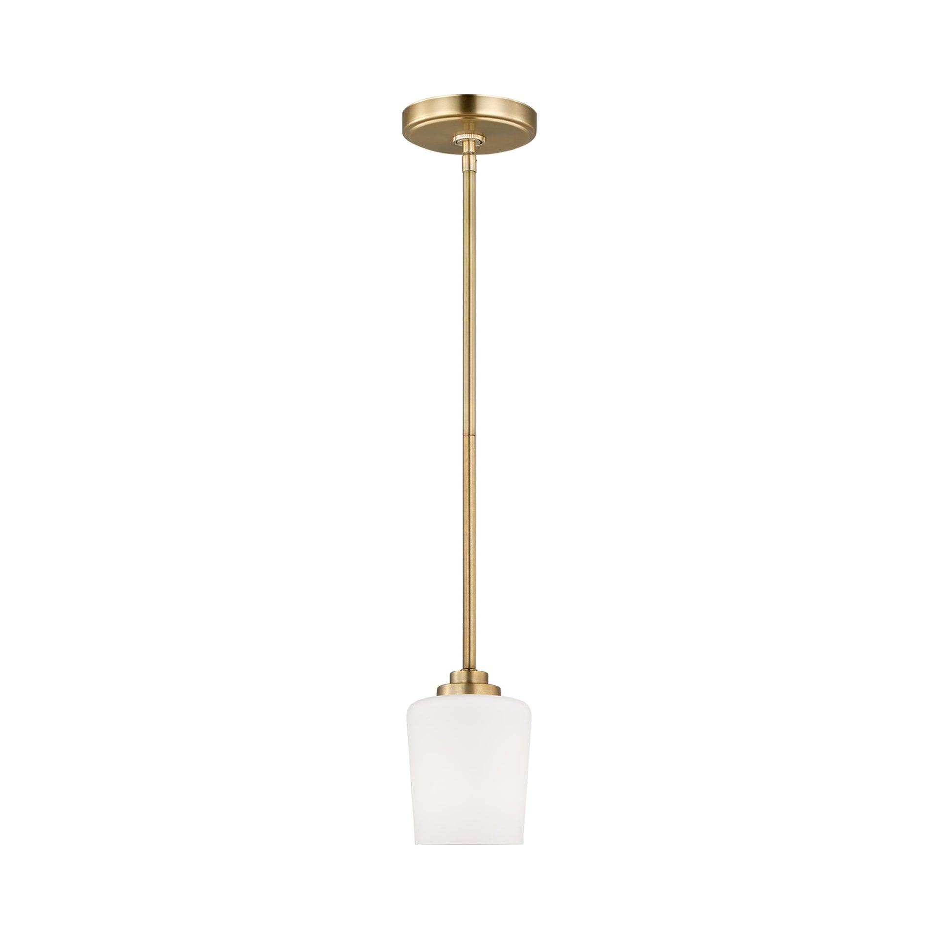 Satin Brass Windom Mini-Pendant with Etched White Glass