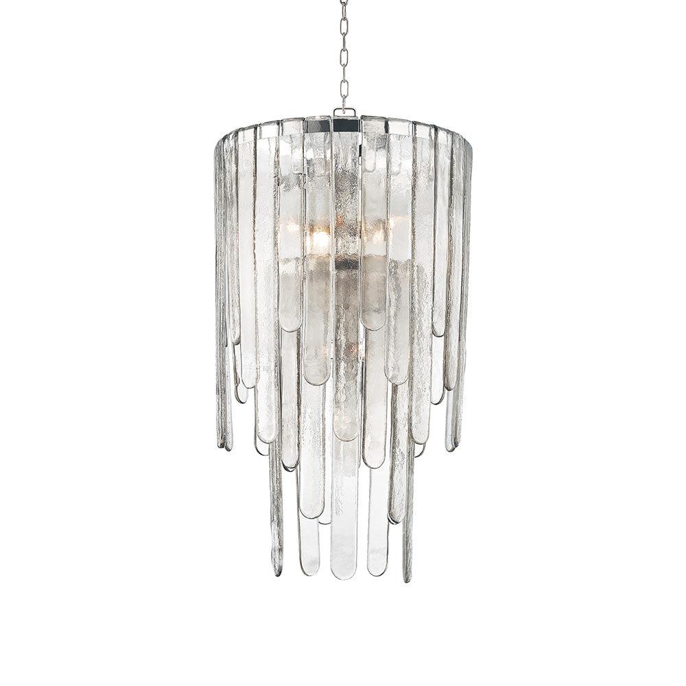Elegant Polished Nickel 9-Light Island Chandelier with Champagne Glass Shades
