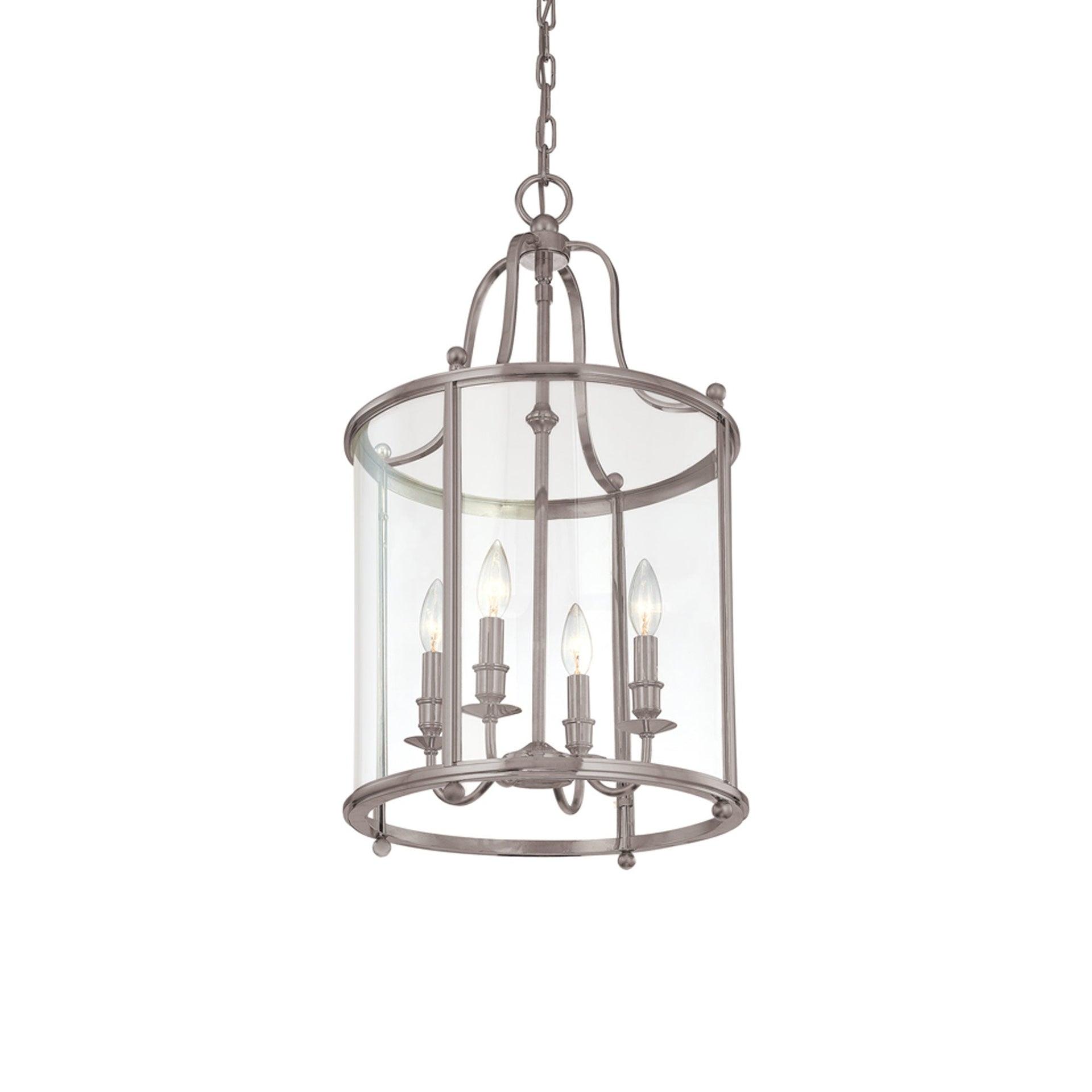 Antique Nickel 4-Light LED Glass Pendant with Clear Shade