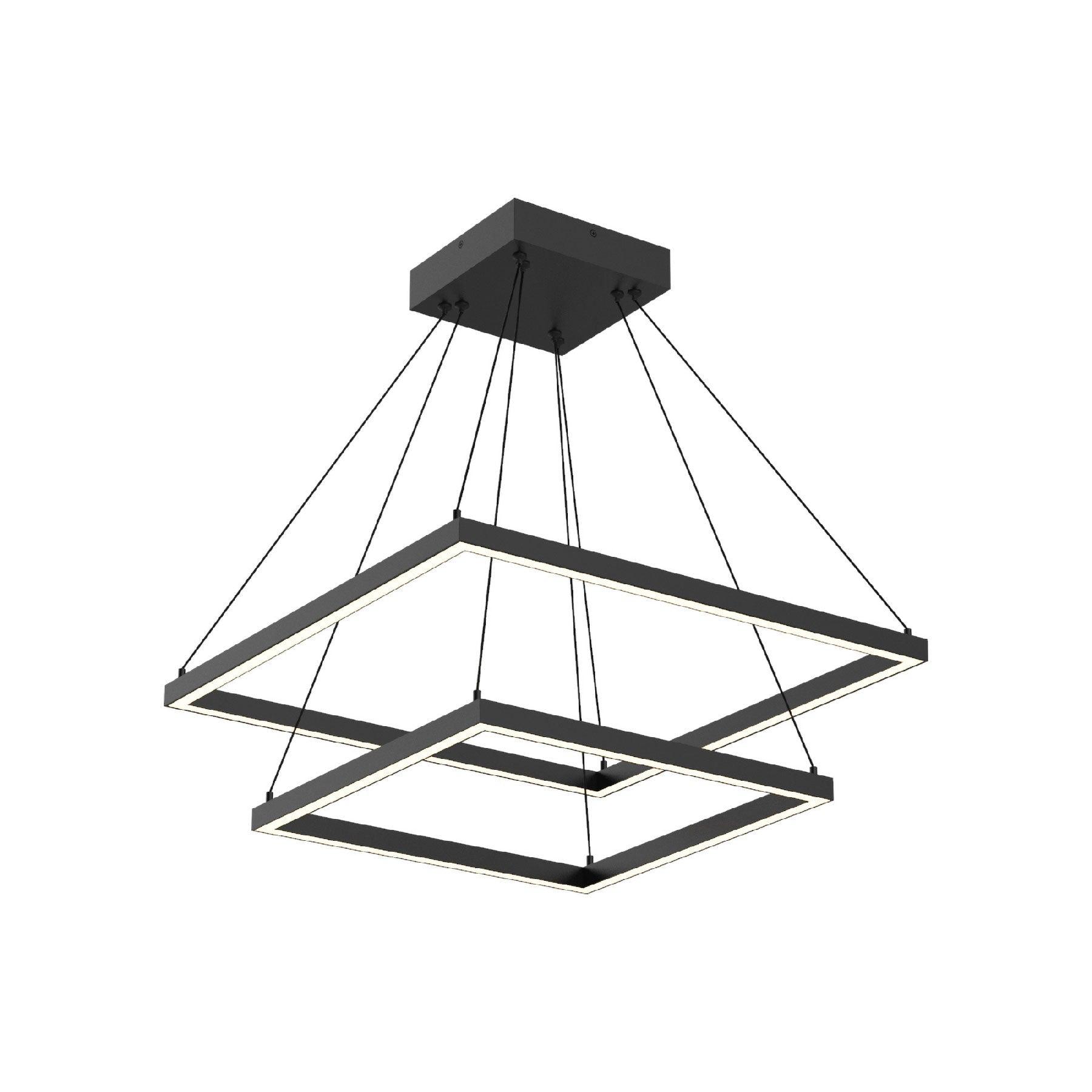 Piazza Black Rectilinear LED Chandelier with Opal Diffuser