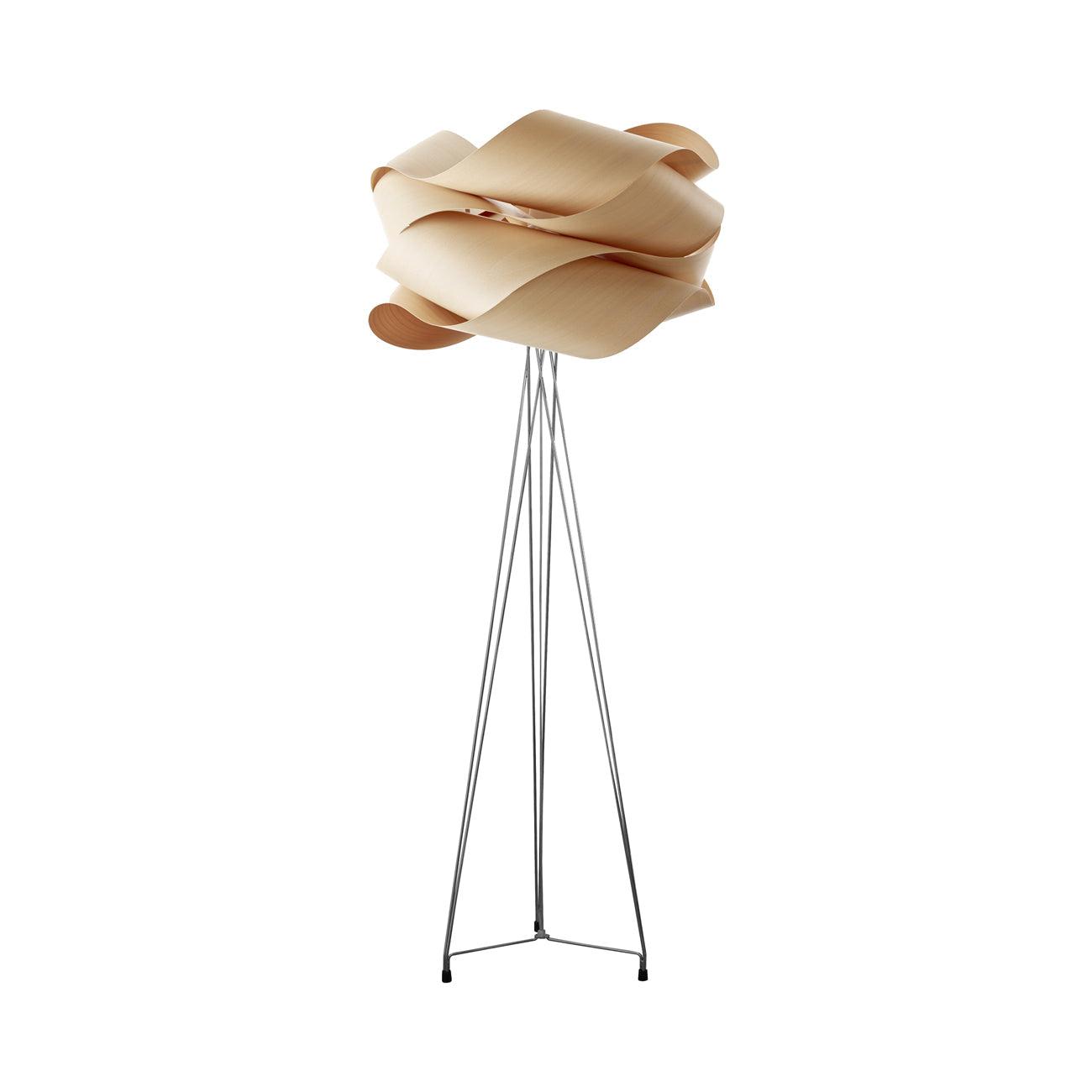 Natural Beech Tripod Floor Lamp with Veneer Shade