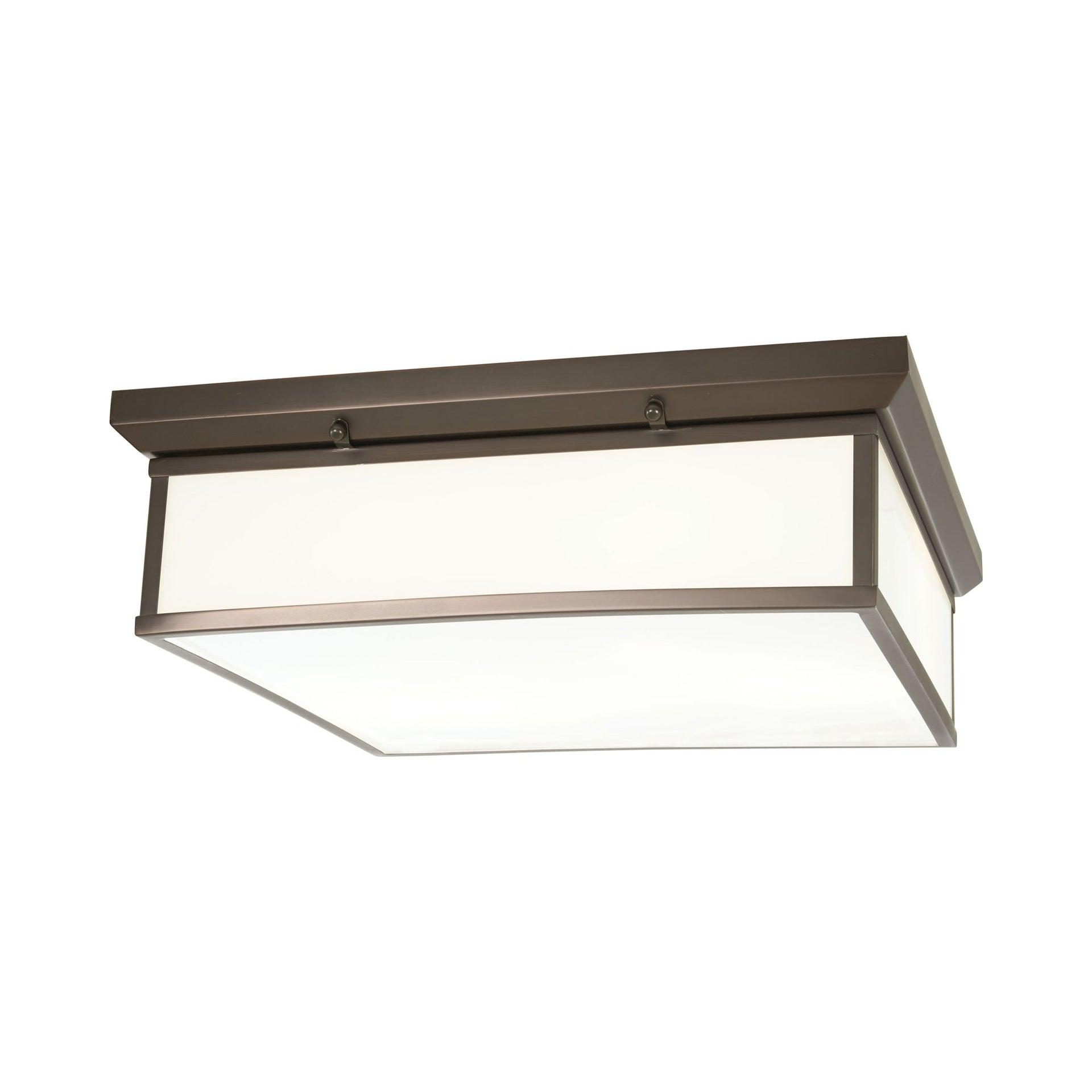 Harvard Court Bronze LED Flush Mount Ceiling Light with White Glass