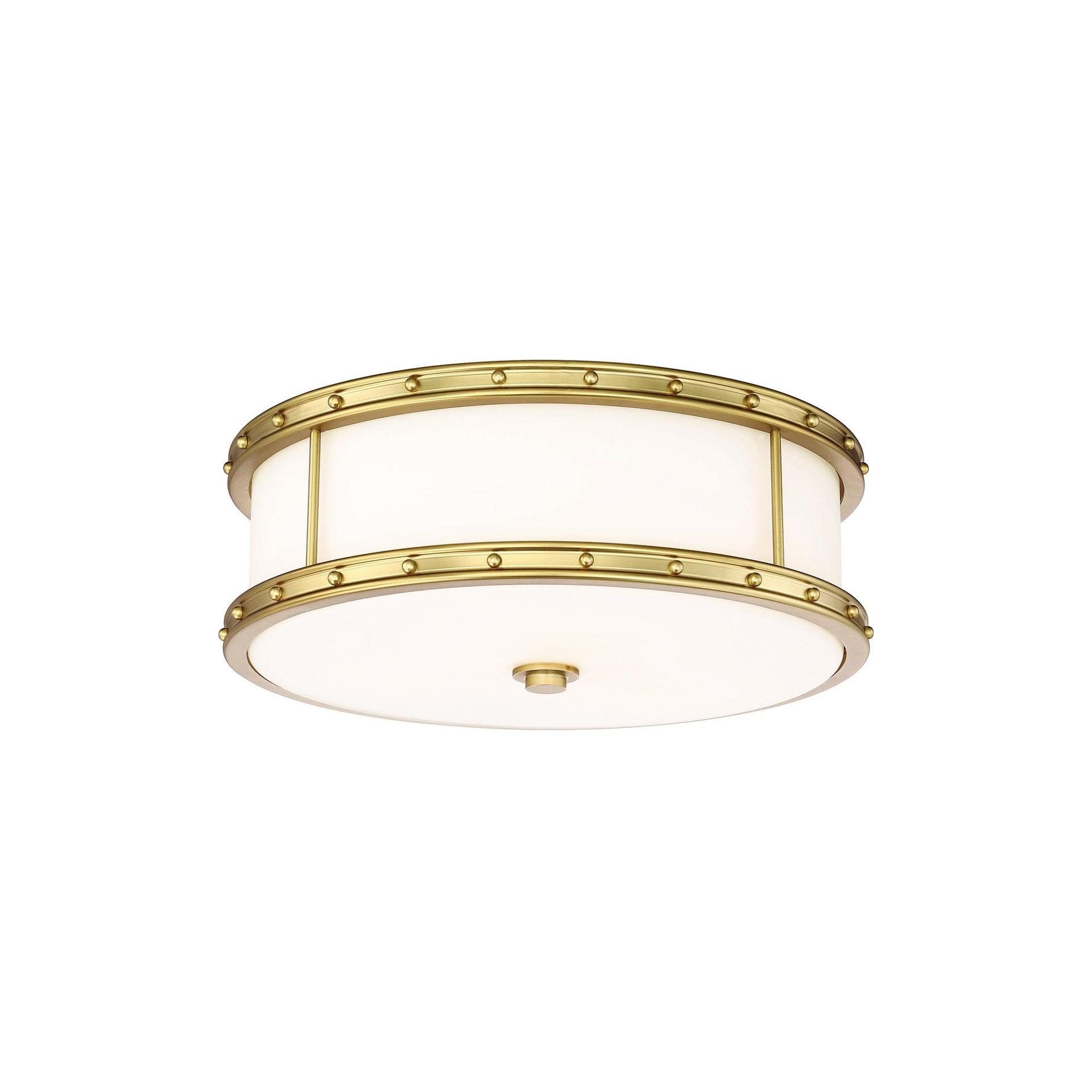 Minka Lavery Modern Ceiling Light Flush Mount Fixture 15 1/2" Liberty Gold Etched Opal White Glass Shade for Bedroom Kitchen House