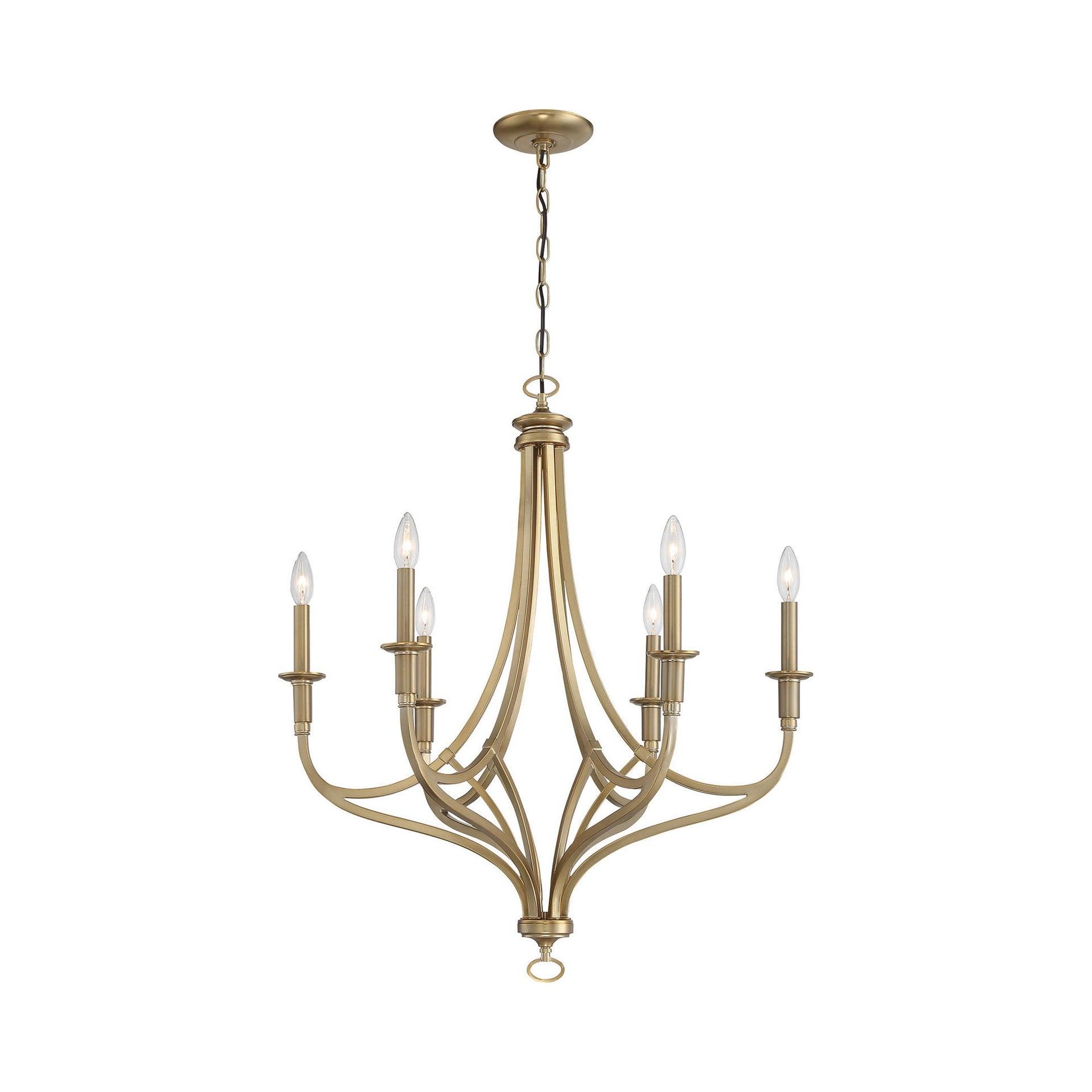 Minka Lavery Brushed Honey Gold Chandelier 28" Wide Modern 6-Light Fixture for Dining Room House Foyer Kitchen Entryway Bedroom