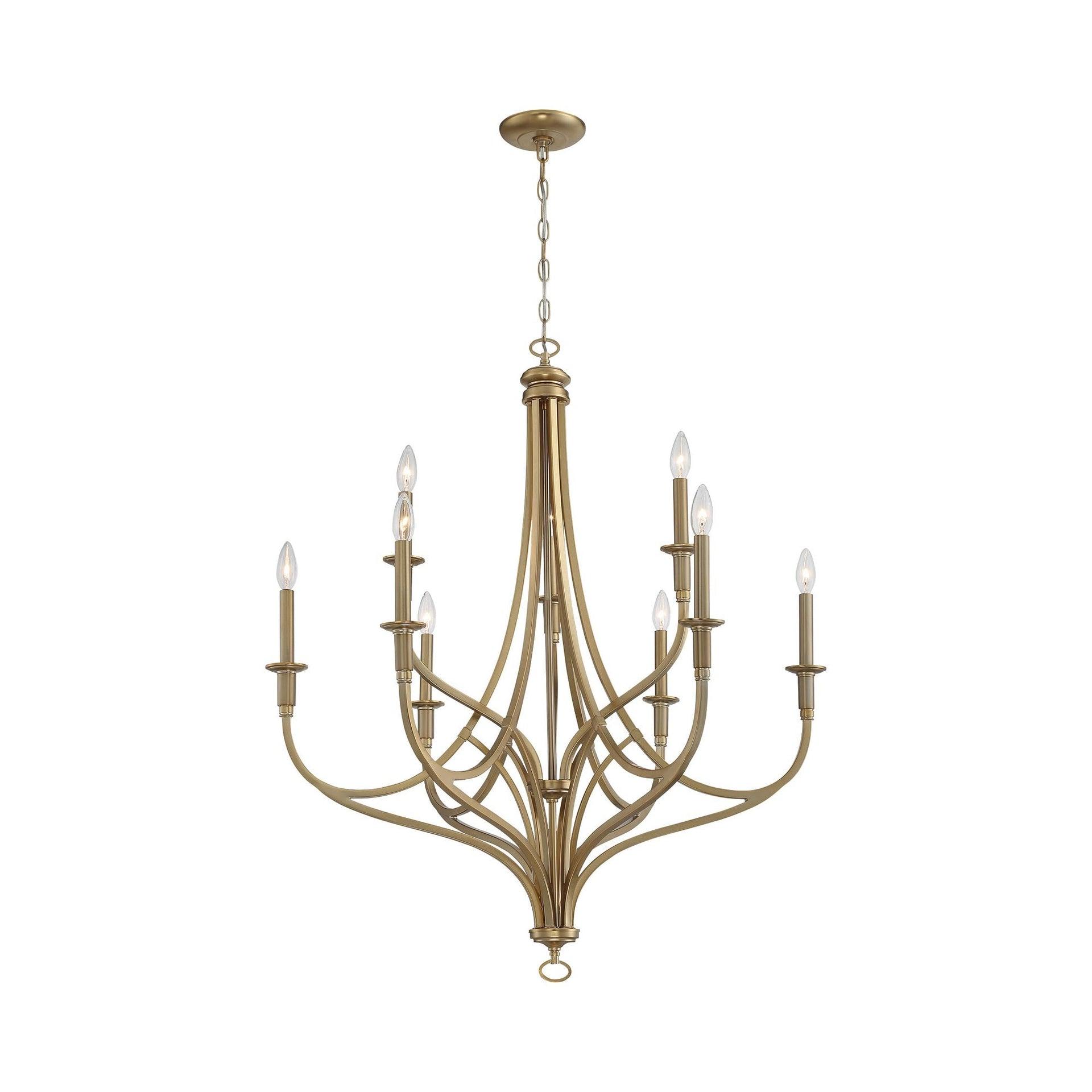 Minka Lavery Brushed Honey Gold Chandelier 34" Wide Modern 9-Light Fixture for Dining Room House Foyer Kitchen Entryway Bedroom