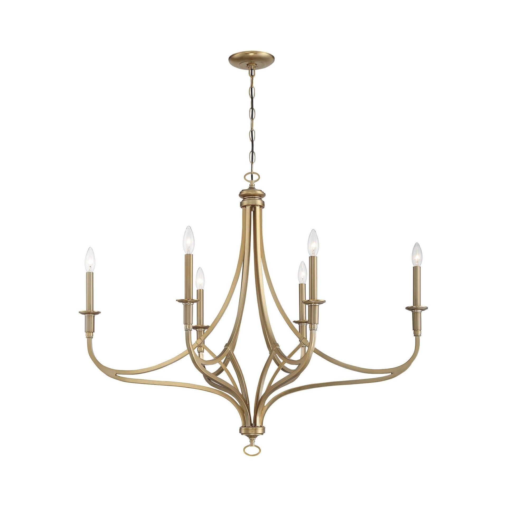 Minka Lavery Brushed Honey Gold Chandelier 40" Wide Modern 6-Light Fixture for Dining Room House Foyer Kitchen Entryway Bedroom