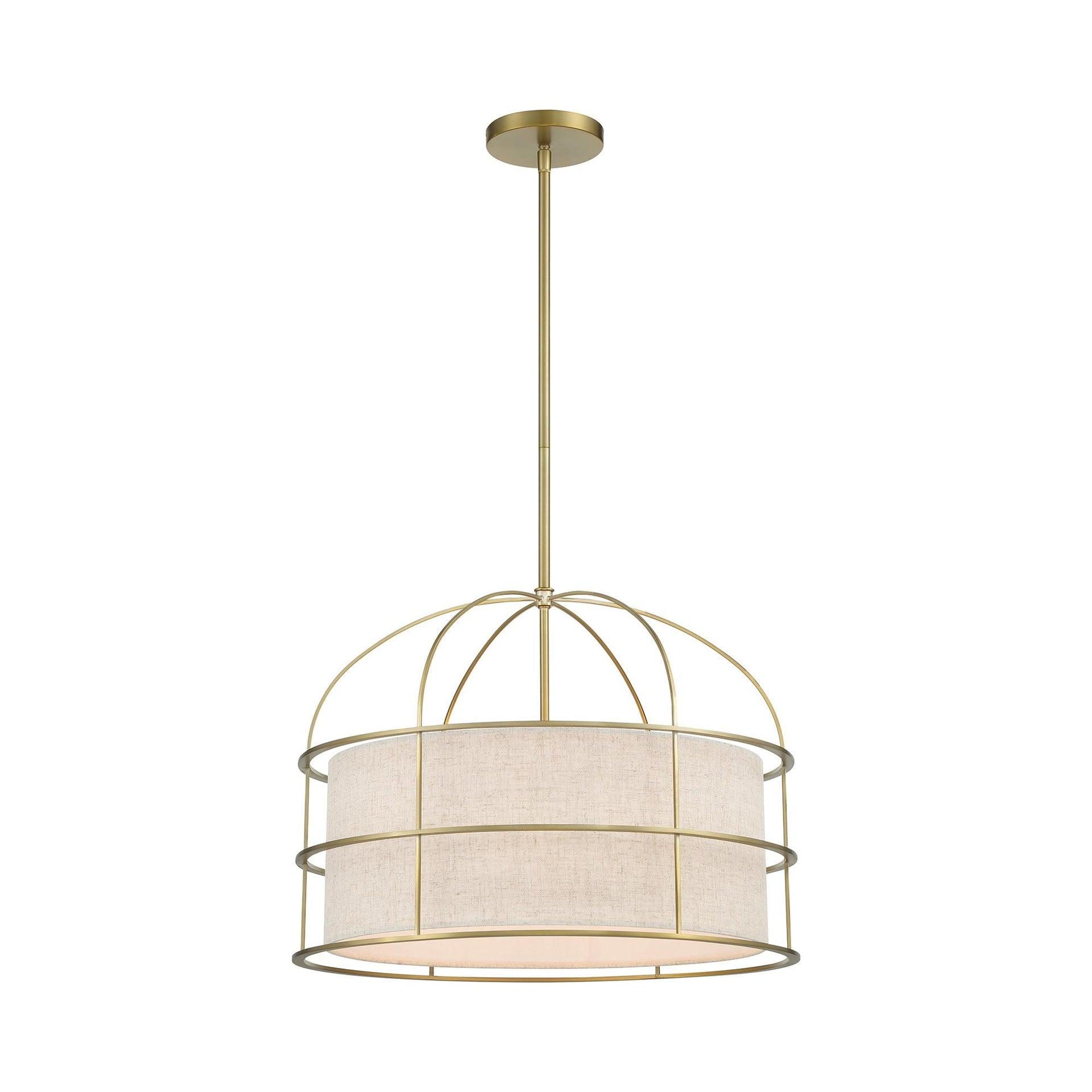 2155-695-Minka Lavery-Gateway Park - 5 Light Convertible Pendant-15 Inches Tall and 20 Inches Wide-Soft Brass Finish