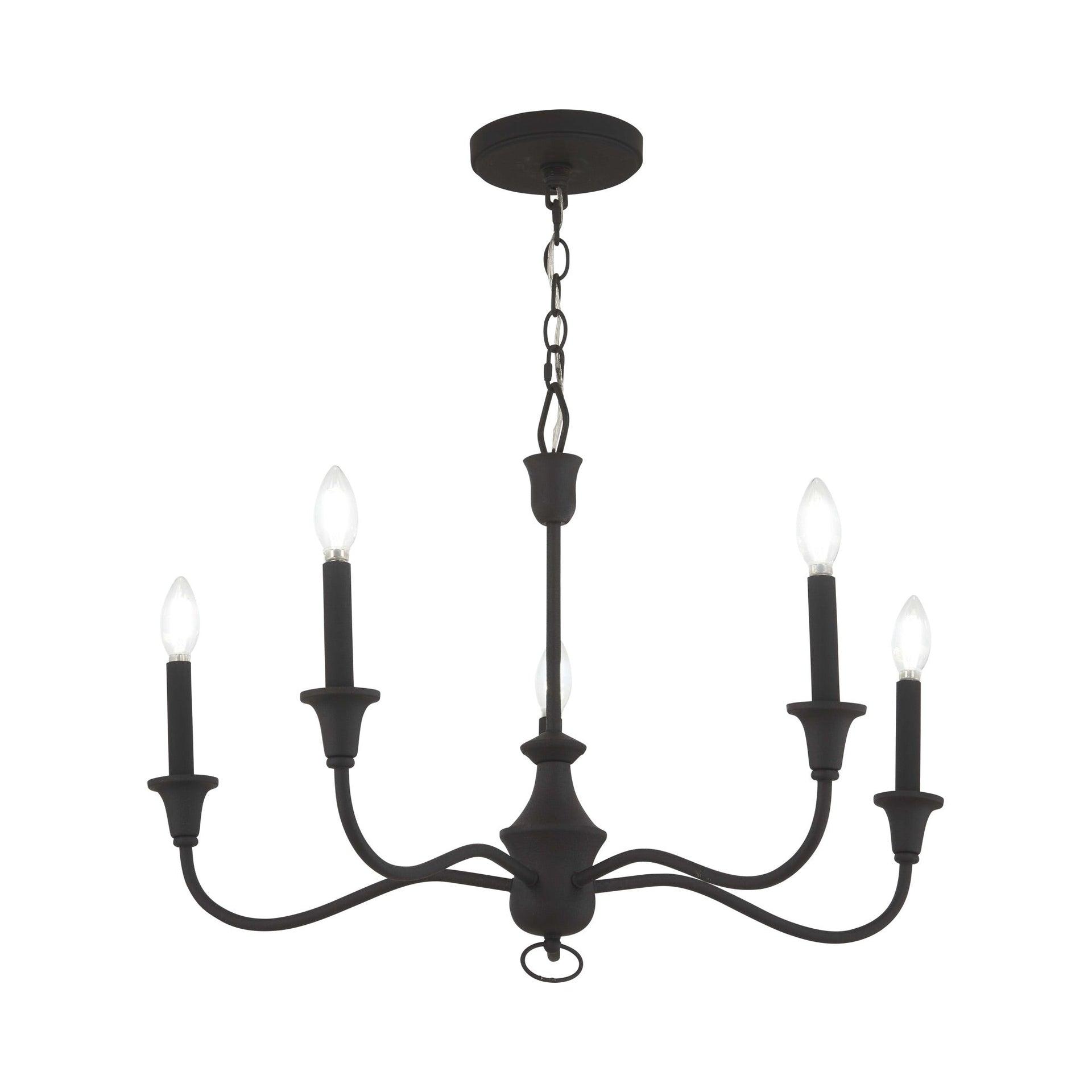 Halifax Textured Black 5-Light Candelabra Chandelier