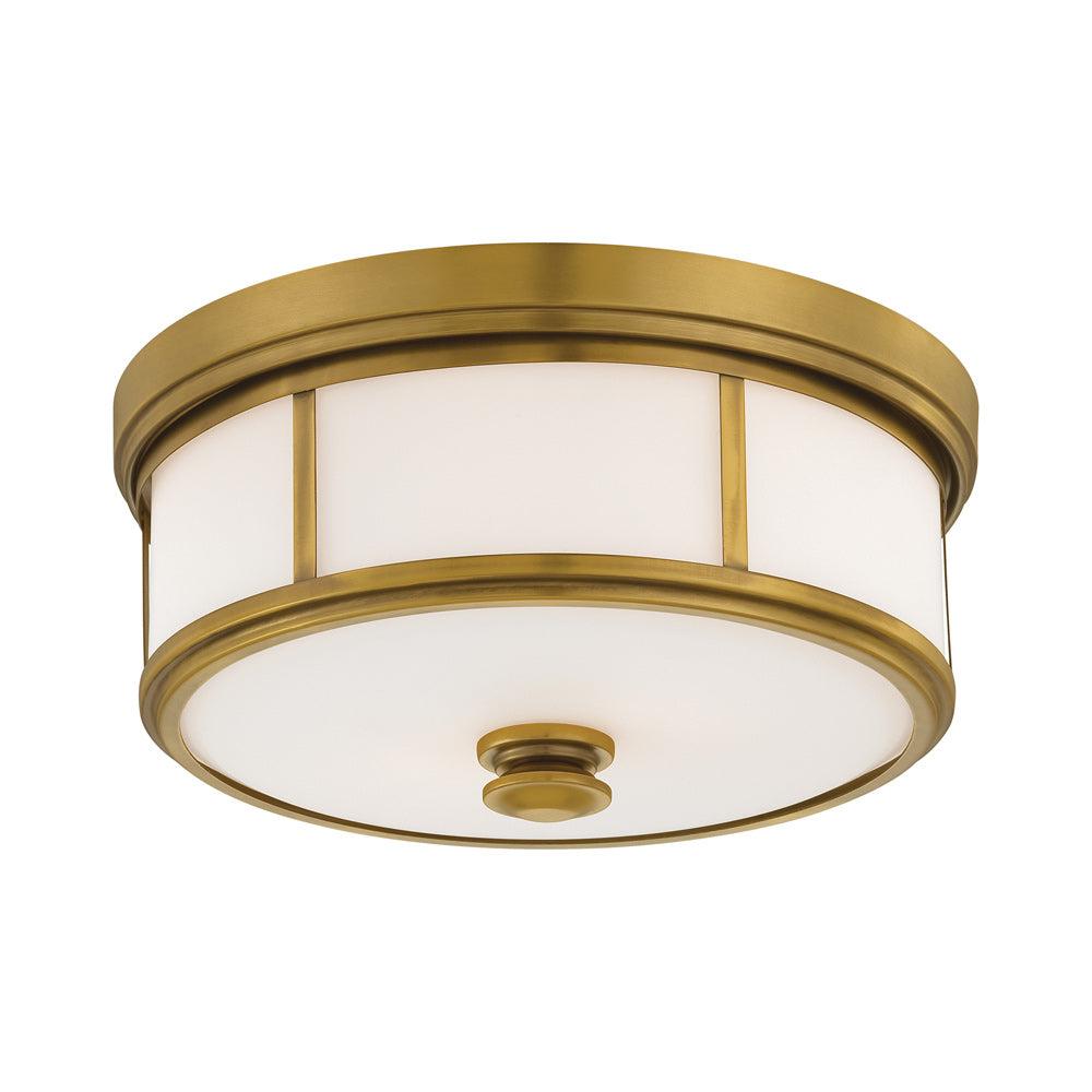 Minka Lavery Modern Ceiling Light Flush Mount Fixture 13 1/2" Liberty Gold Etched Opal Glass Shade for Bedroom Kitchen Living Room
