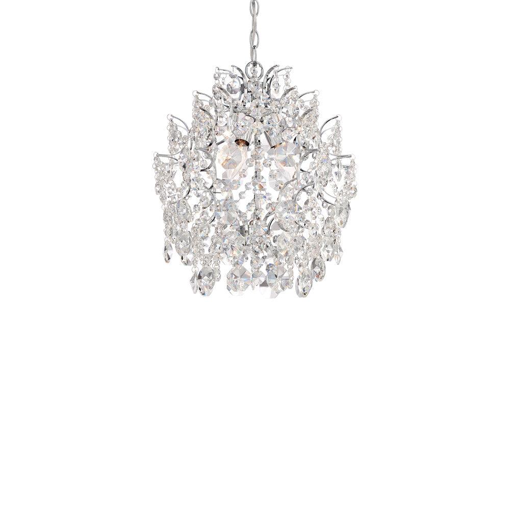Elegant Chrome Mini Chandelier with Crystal Accents, 3-Light