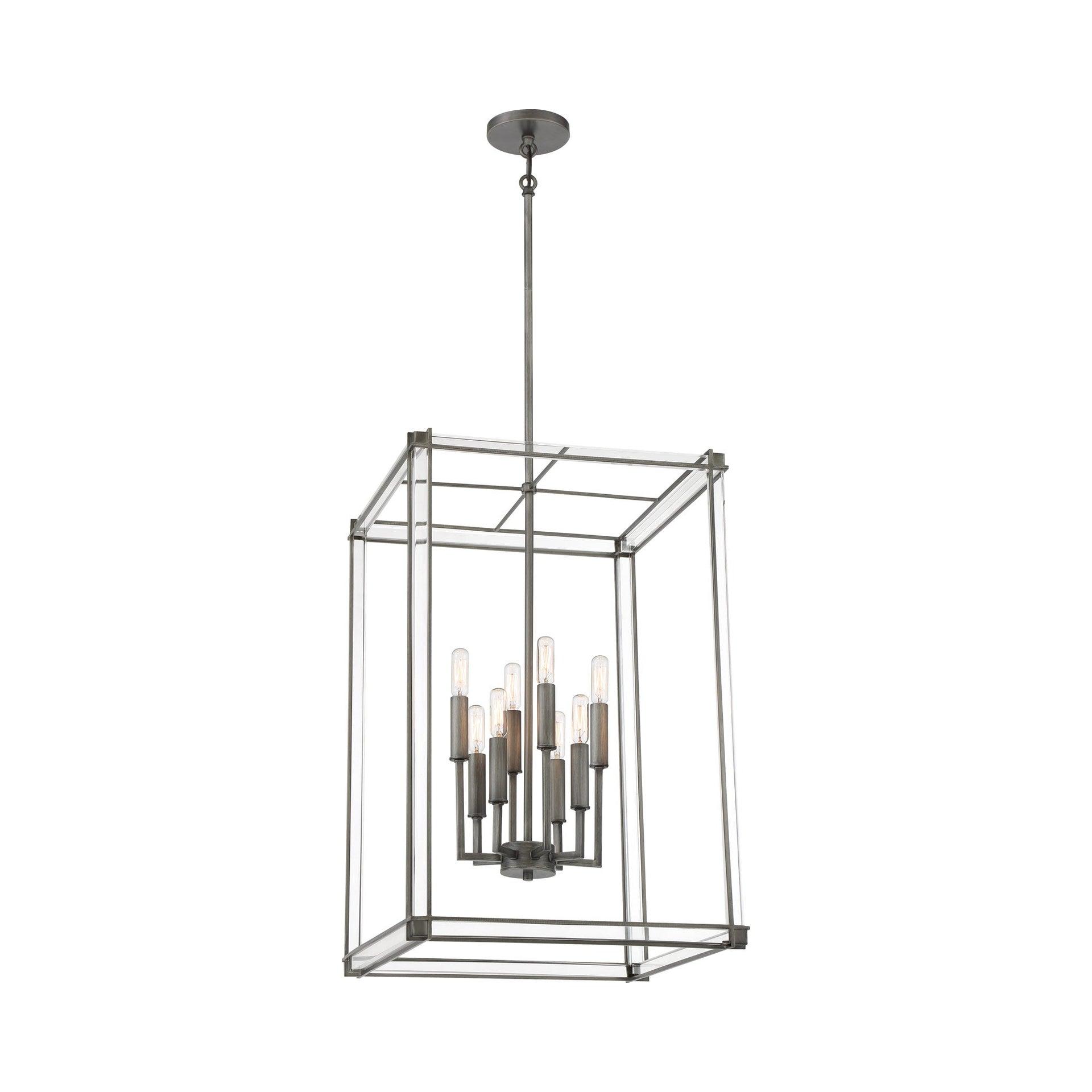 Minka Lavery Antique Nickel Chandelier 18" Wide Industrial Clear Acrylic 8-Light Fixture for Dining Room House Foyer Kitchen Home
