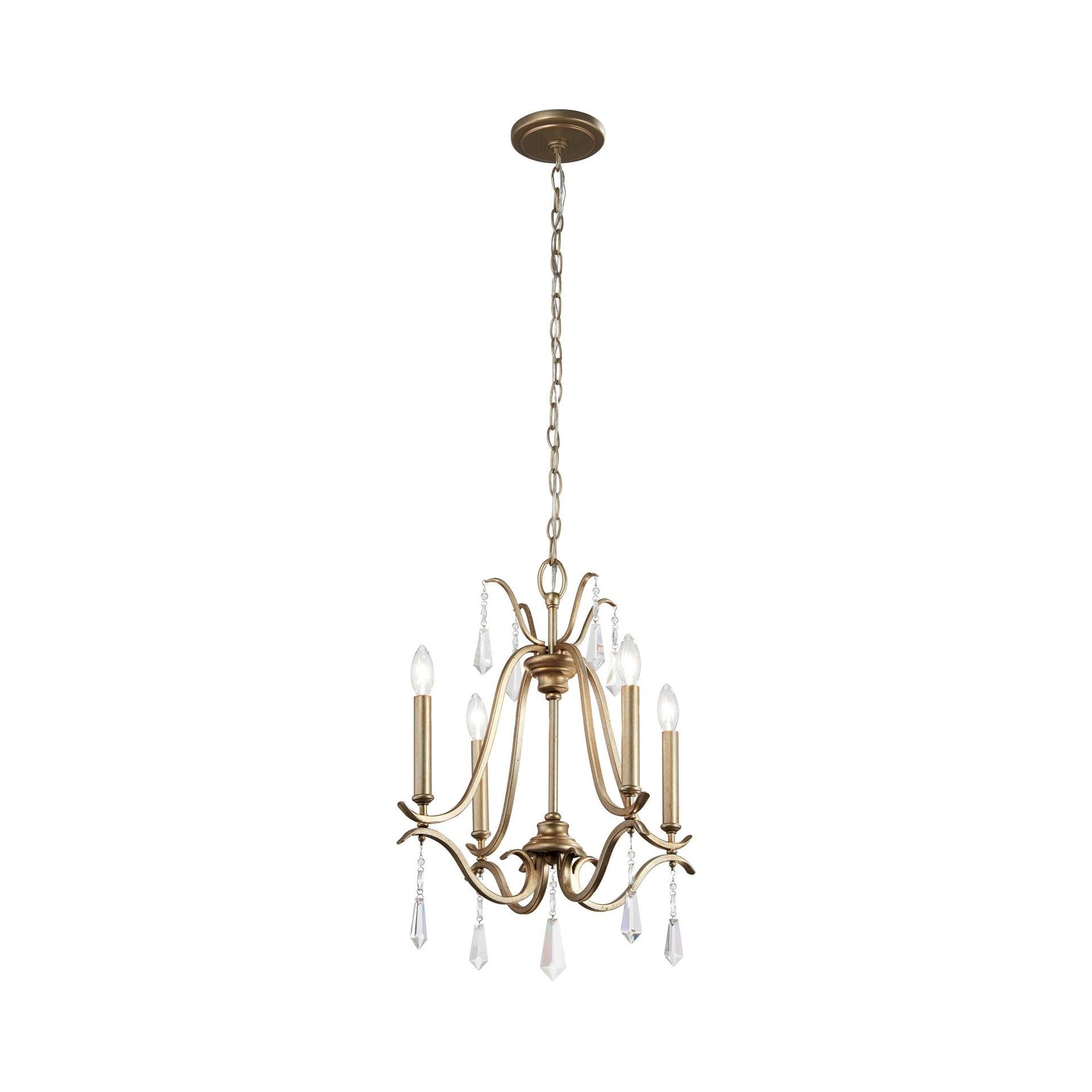 Minka Lavery Aged Brio Gold Pendant Chandelier 18" Wide French Clear Crystal 4-Light Fixture for Dining Room House Foyer Kitchen