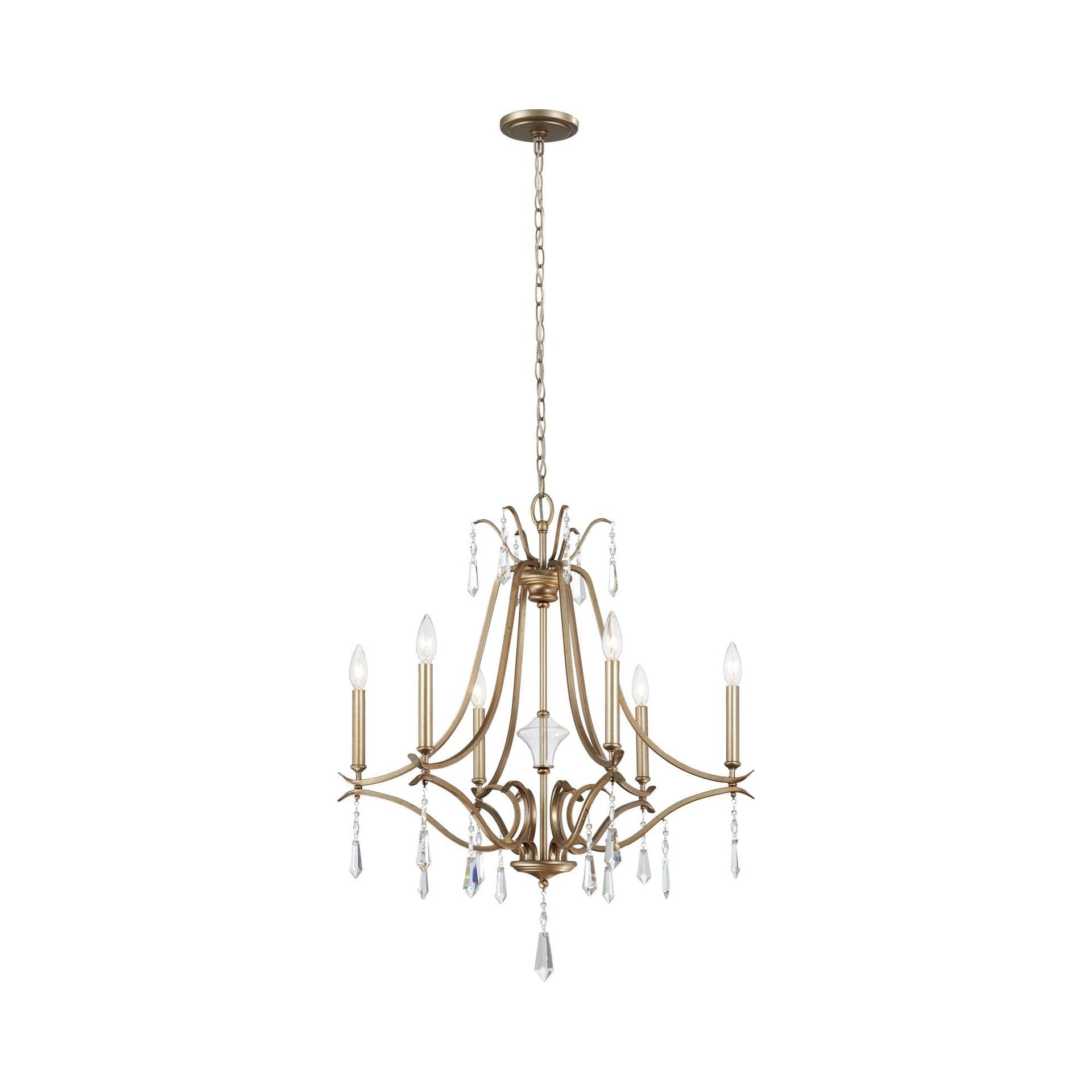 Minka Lavery Aged Brio Gold Chandelier 26 3/4" Wide French Clear Crystal 6-Light Fixture for Dining Room House Kitchen Entryway
