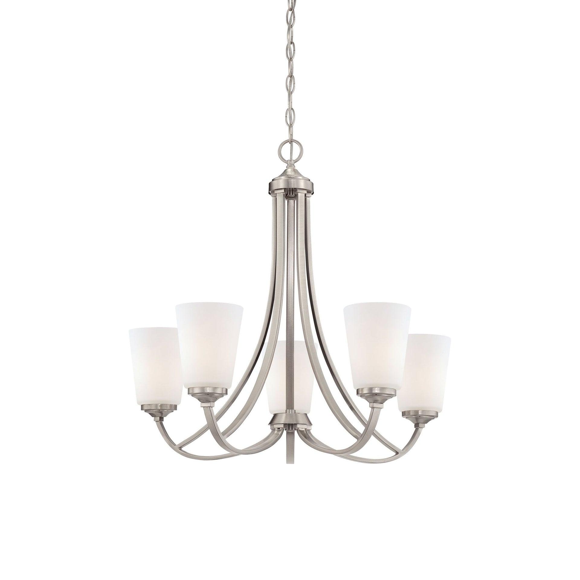 Minka Lavery Chandelier Lighting 4965-84, Overland Park Glass 1 Tier with Shades, 5 Light, Nickel