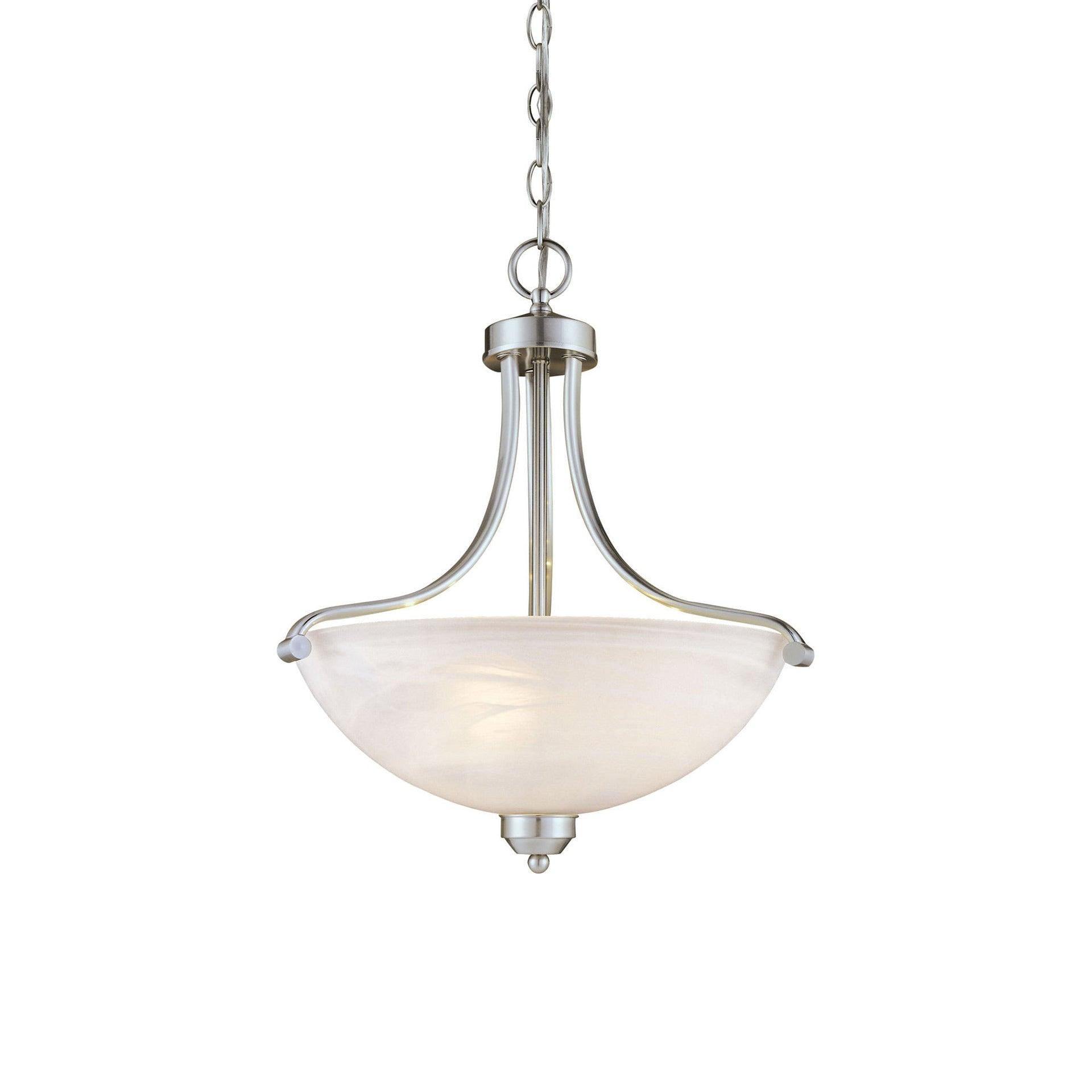 Minka Lavery Brushed Nickel Pendant Chandelier 18" Wide Modern Etched Marble Glass Shade for Dining Room House Foyer Entryway