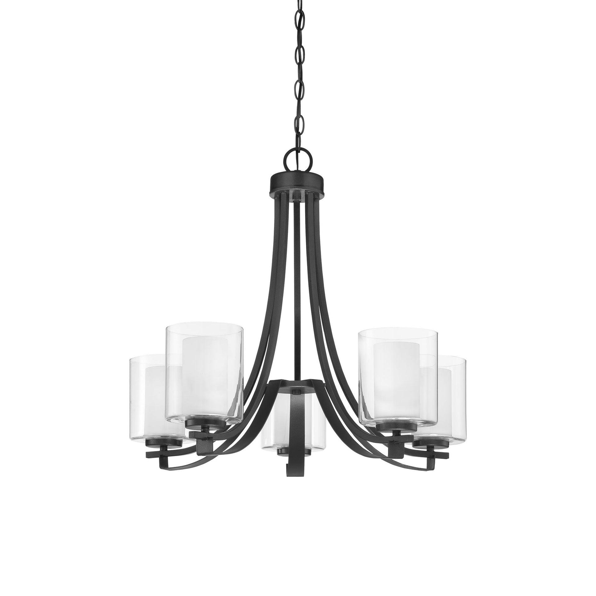 Minka Lavery Sand Coal Pendant Chandelier 25 1/2" Wide Modern Clear Outer White Inner Glass Shade 5-Light Fixture for Dining Room