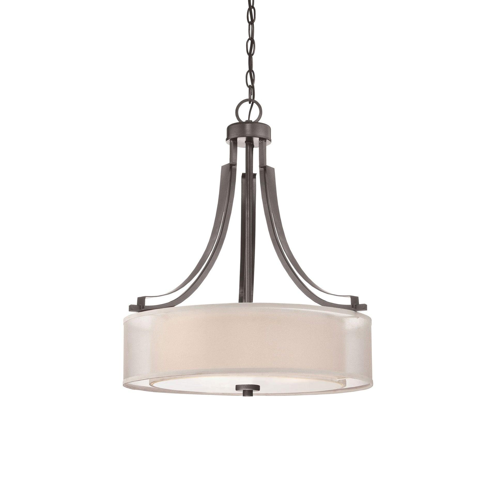 4104-172-Minka Lavery-Parsons Studio - Pendant 3 Light Translucent Sliver Linen in Transitional Style - 23.5 inches tall by 20.5 inches wide-Smoked