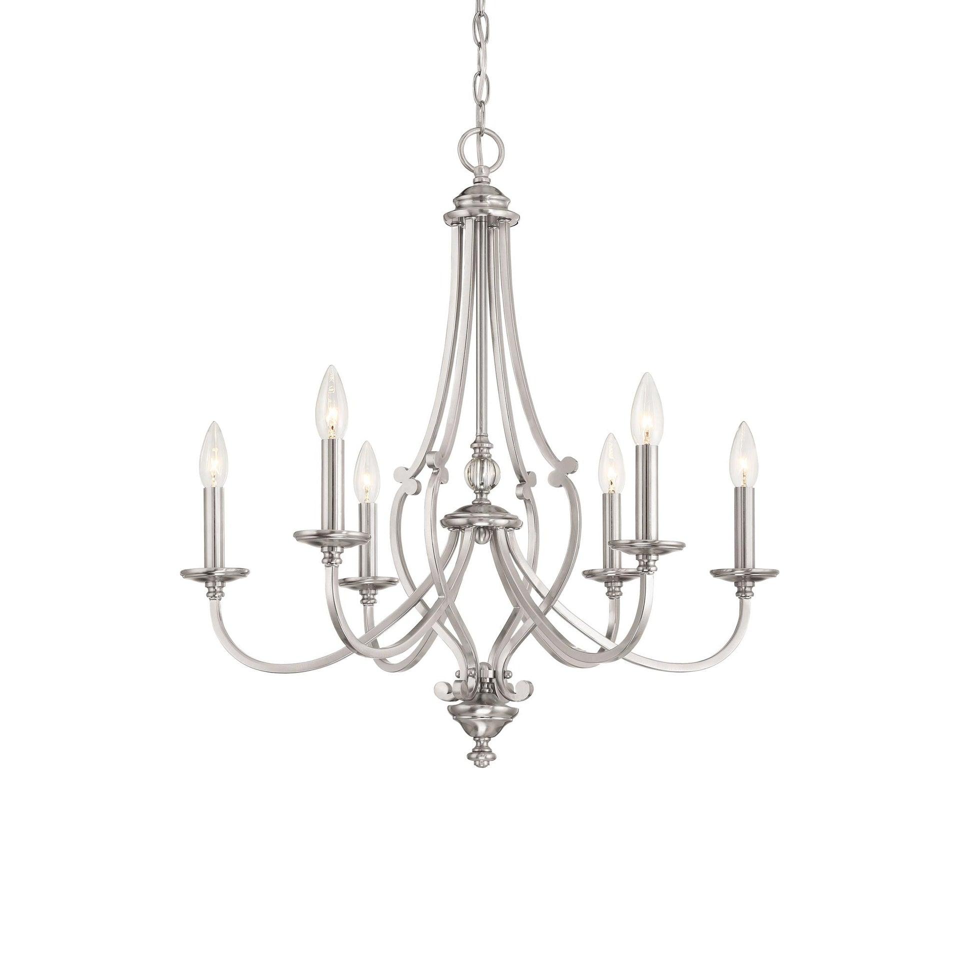Minka Lavery Brushed Nickel Chandelier 26" Wide French 6-Light Fixture for Dining Room House Foyer Kitchen Entryway Bedroom Home