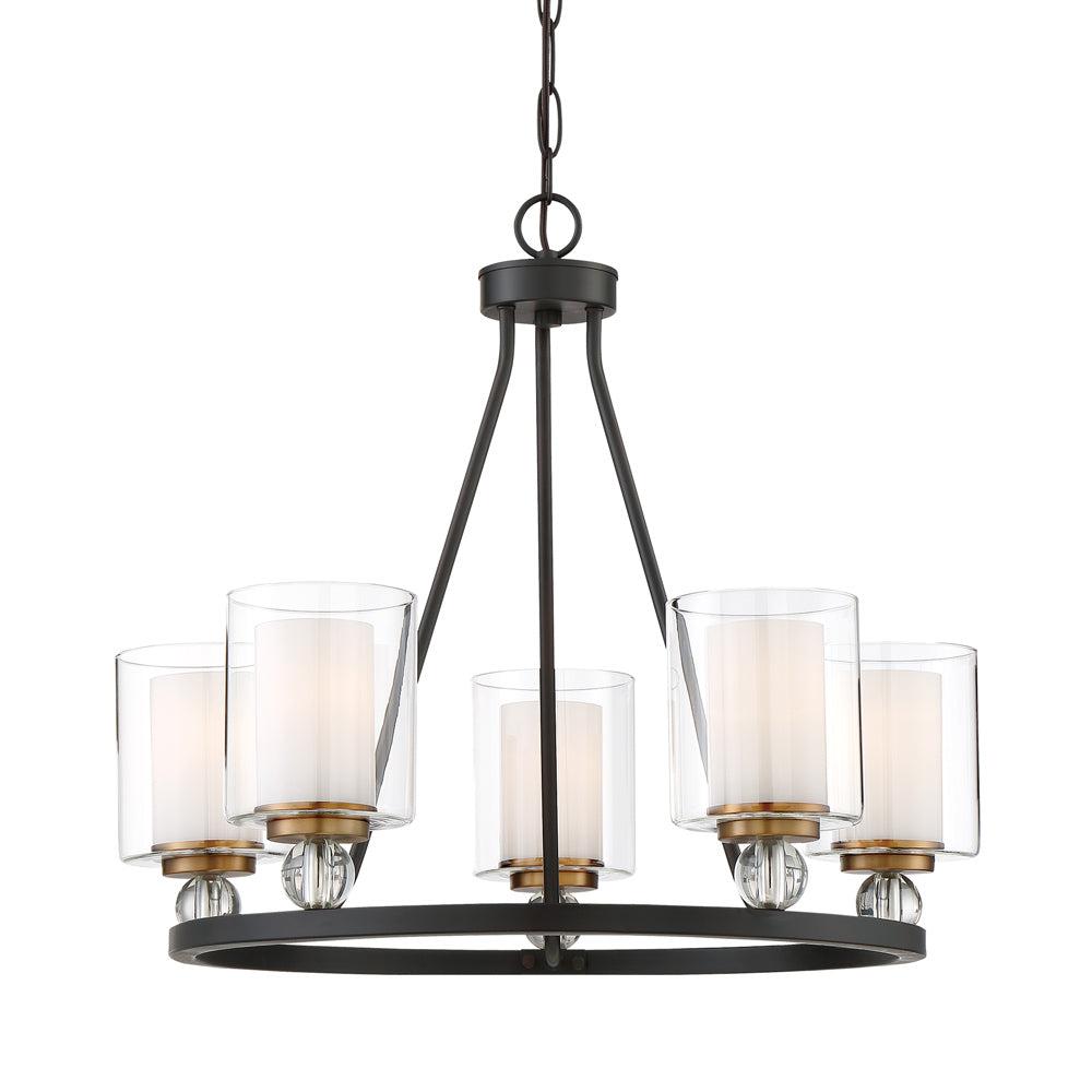 Minka Lavery - Studio 5 - Chandelier 5 Light Painted Bronze/Natural Brush Brass