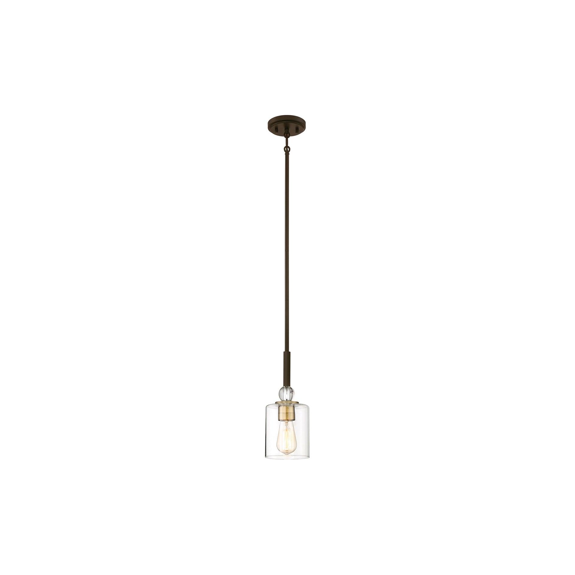 Mini Painted Bronze and Brass Glass Pendant Light